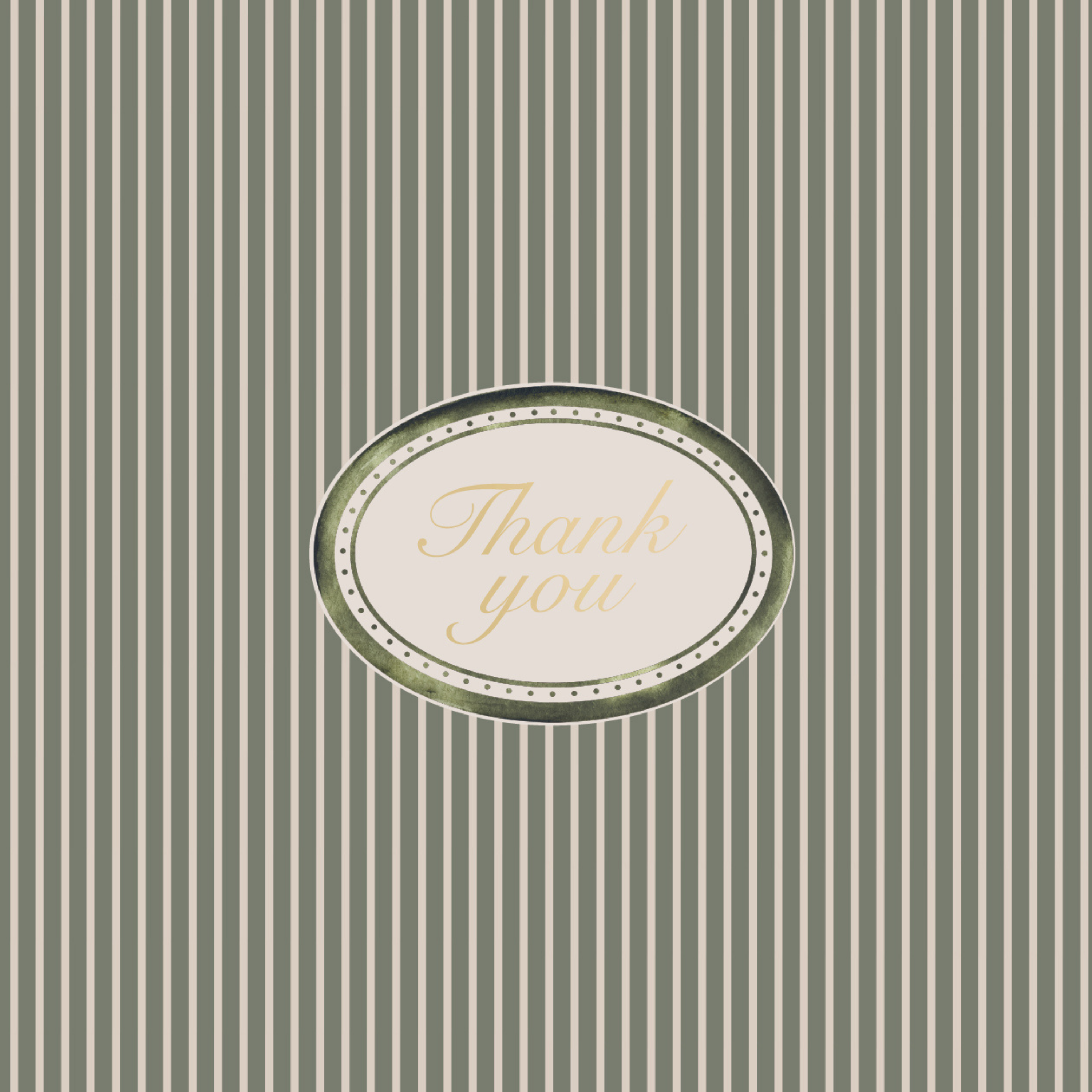 Green Oval "Thank You" Greeting Card