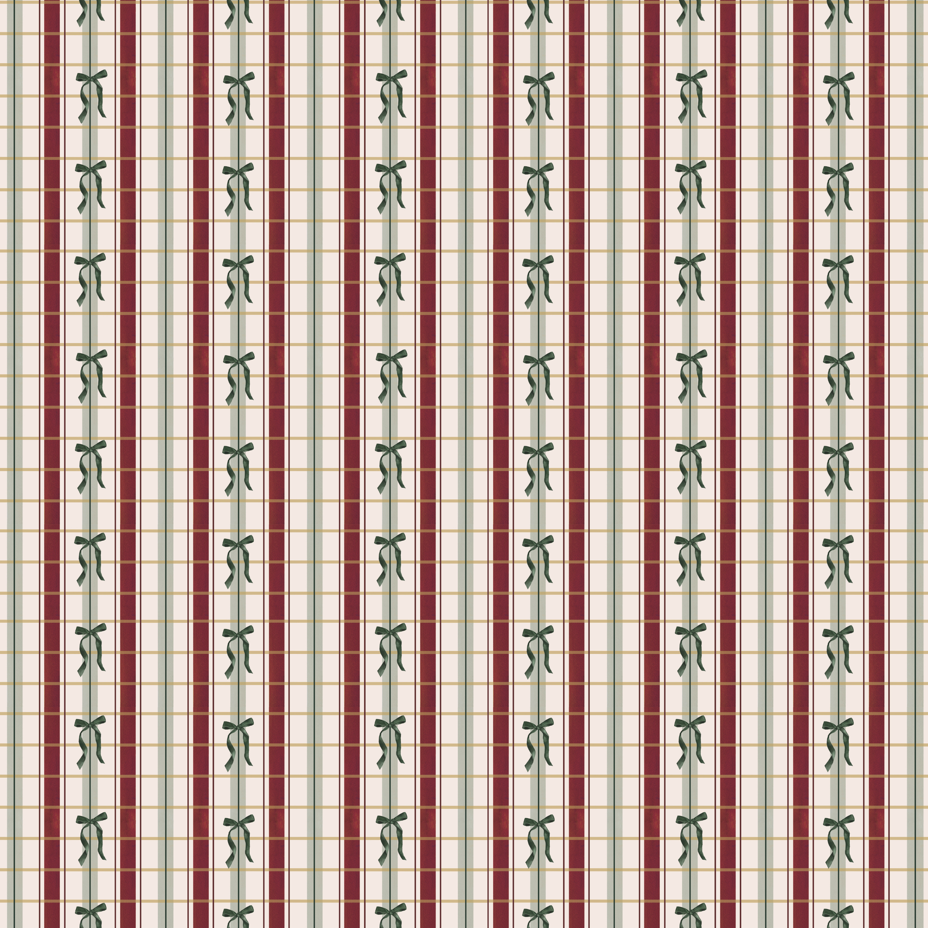 Plaid Bow Wrapping Paper