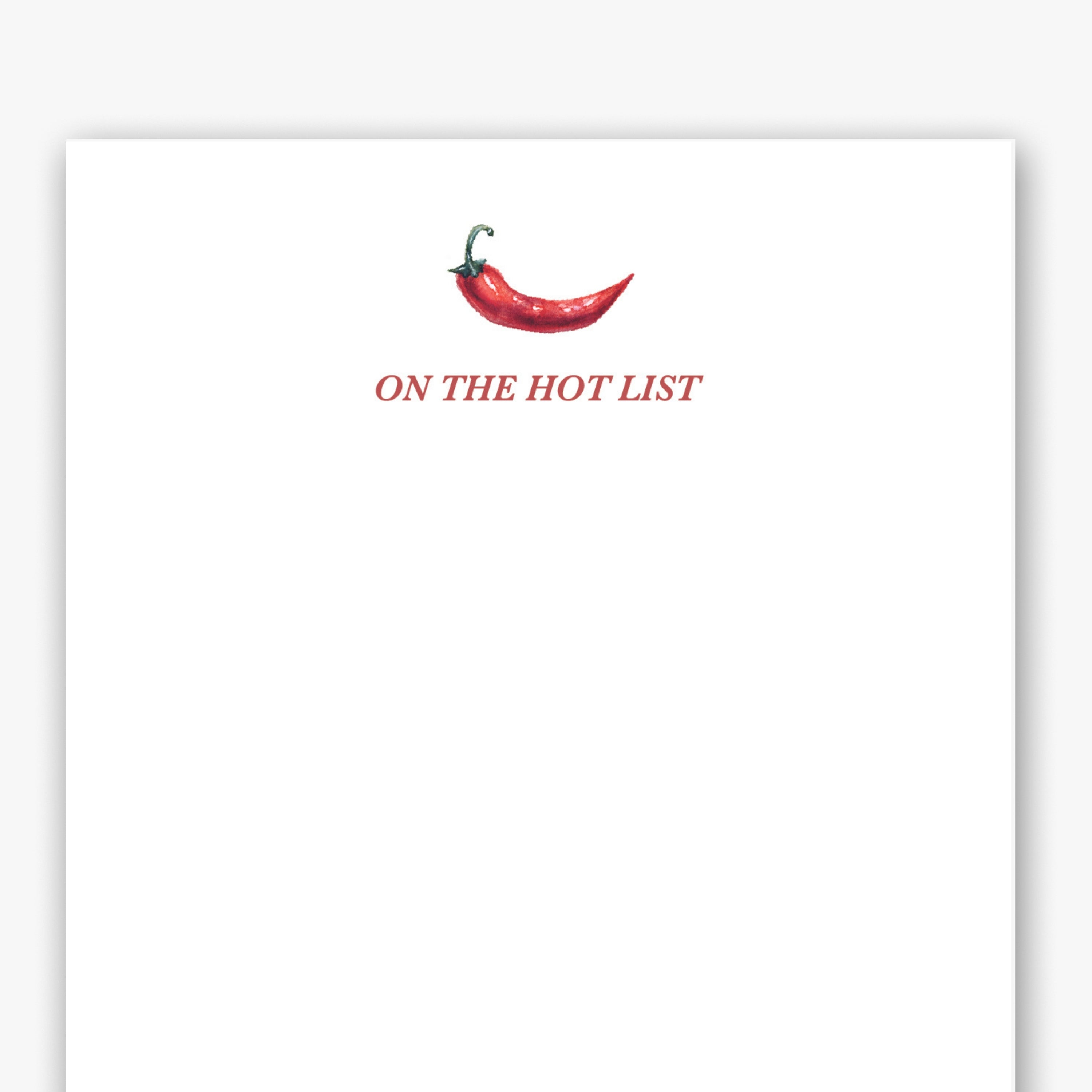 "On The Hot List" Icon Notepad