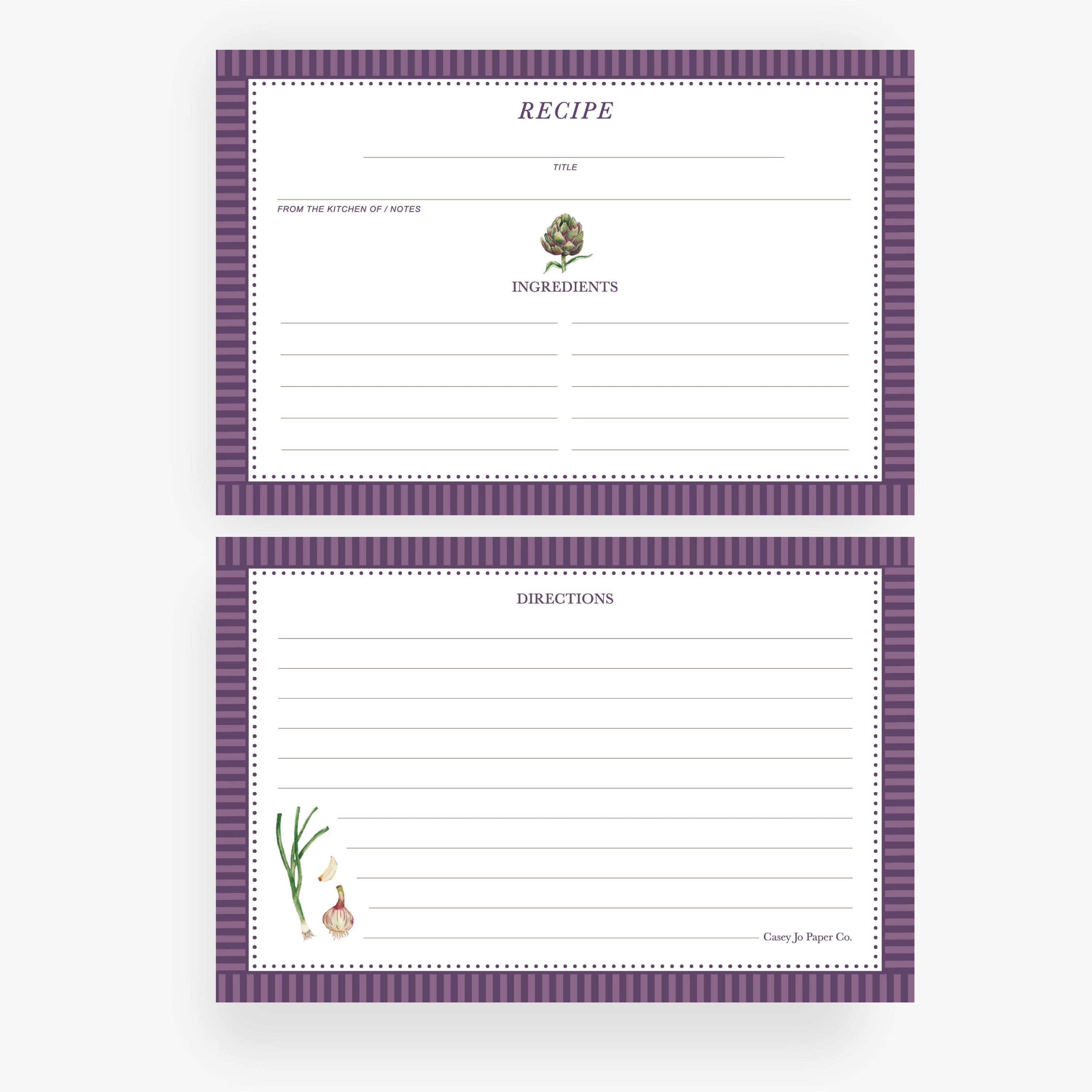 Artichoke Vegetable Recipe Cards