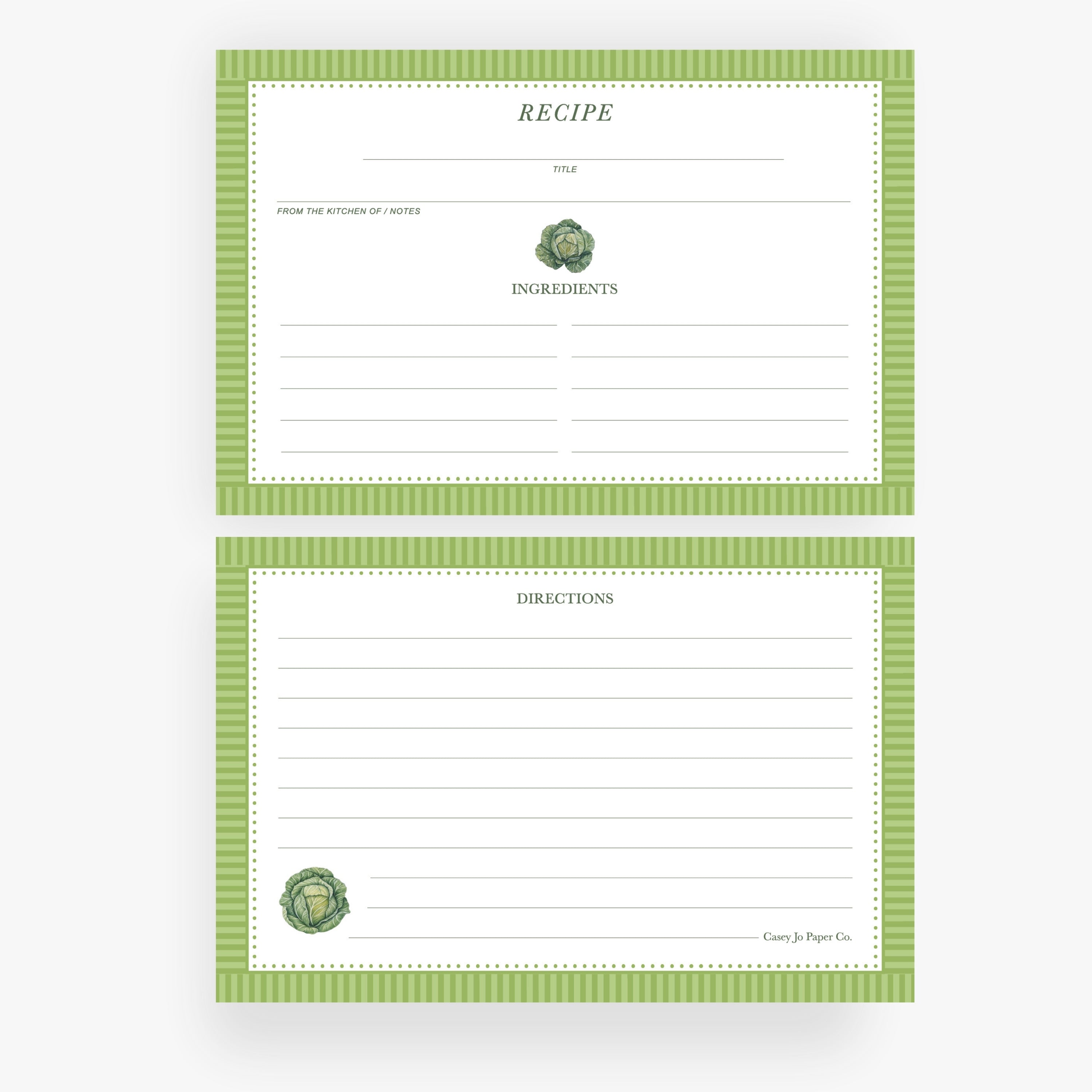 Cabbage Recipe Cards