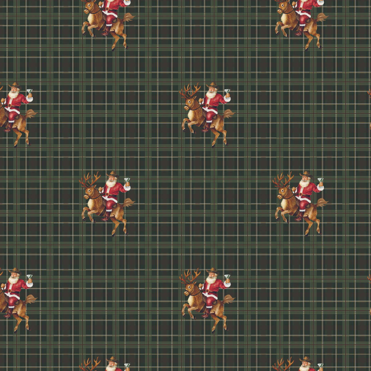 Santa Martini Wrapping Paper