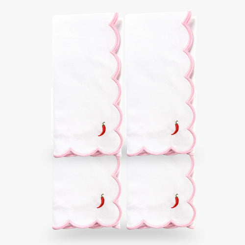Scalloped Pepper Embroidered Dinner Napkin Set
