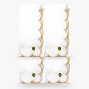 Scalloped Olive Embroidered Dinner Napkin Set