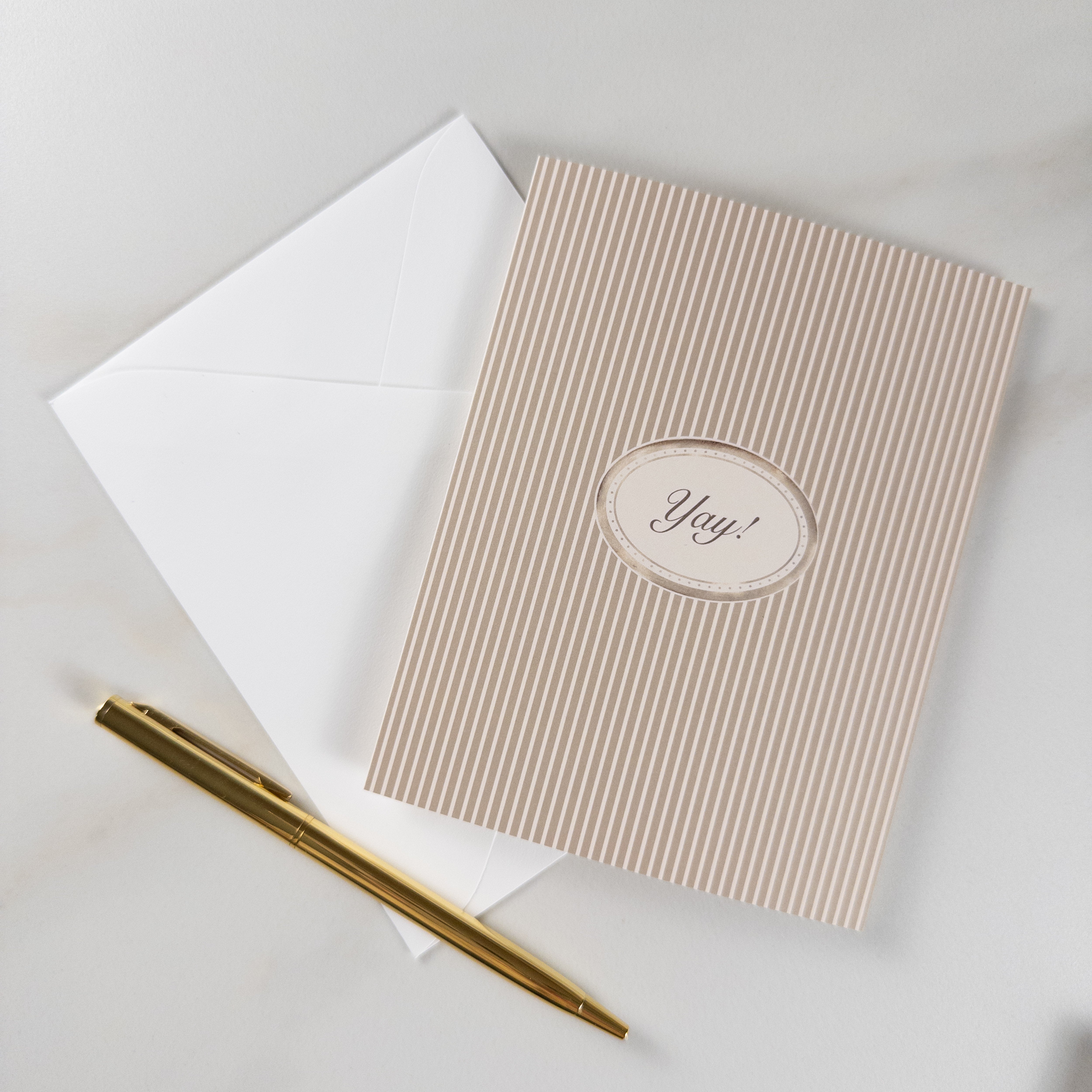 Tan Oval "Yay!" Greeting Card