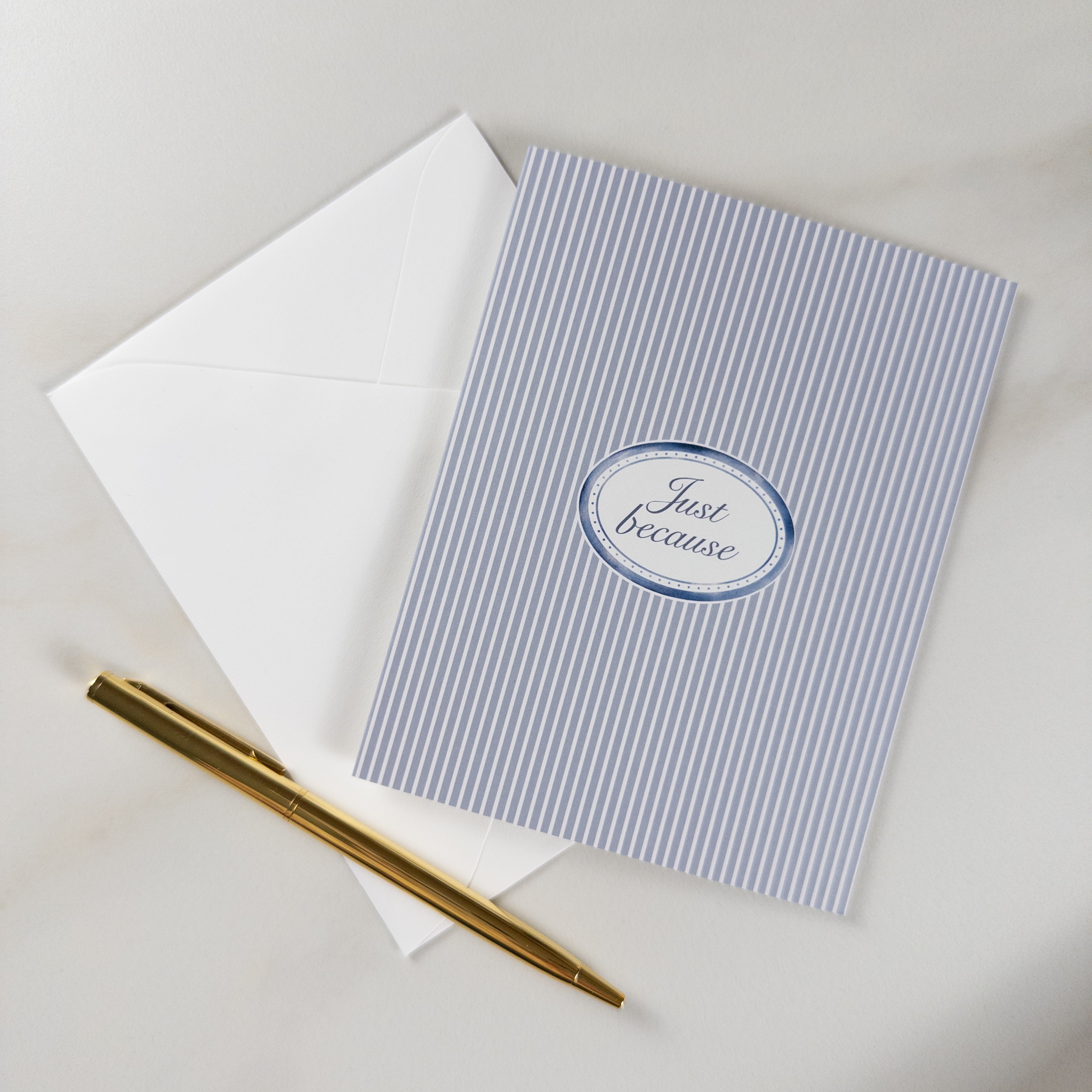 Blue Oval "Just Because" Greeting Card