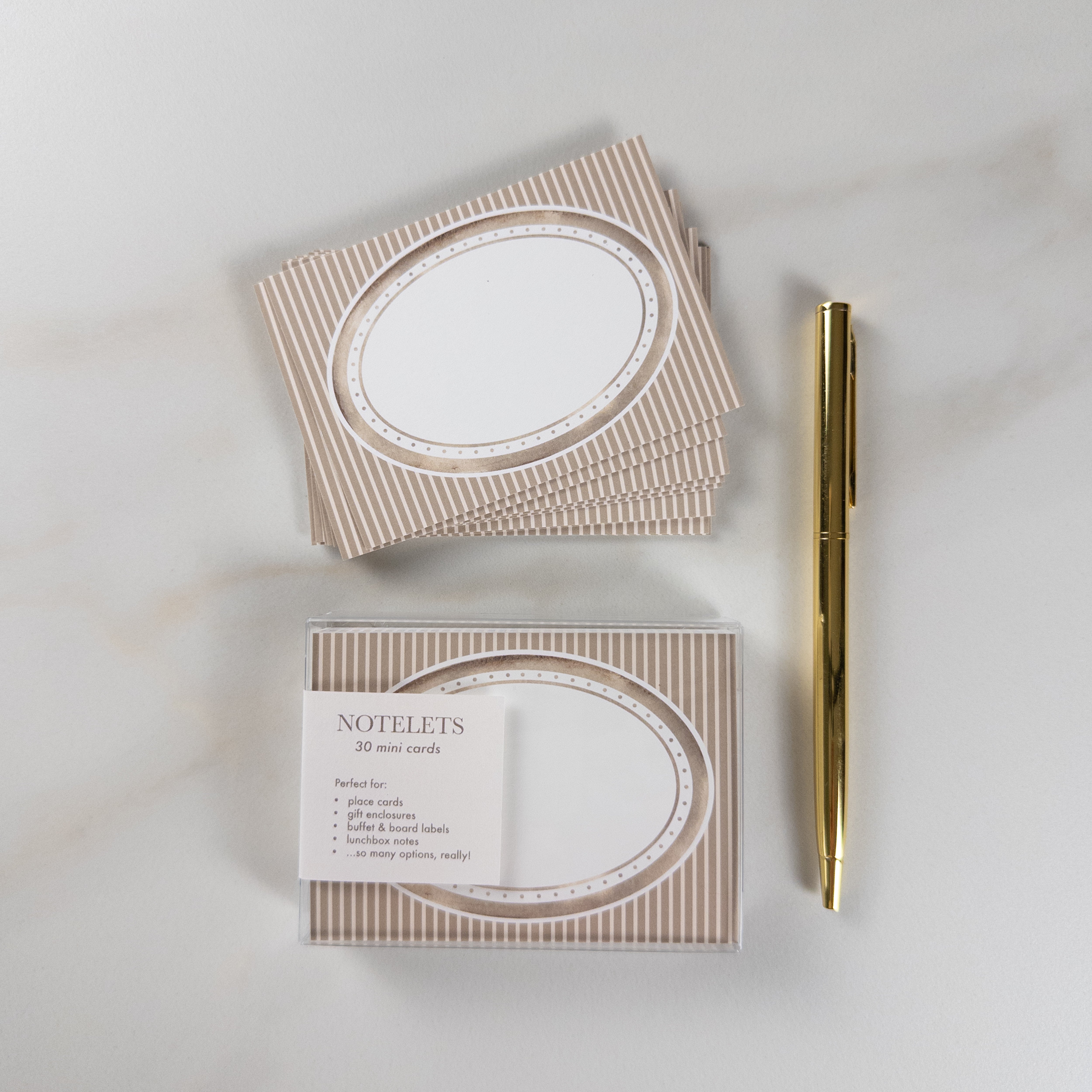 Tan Oval Notelets