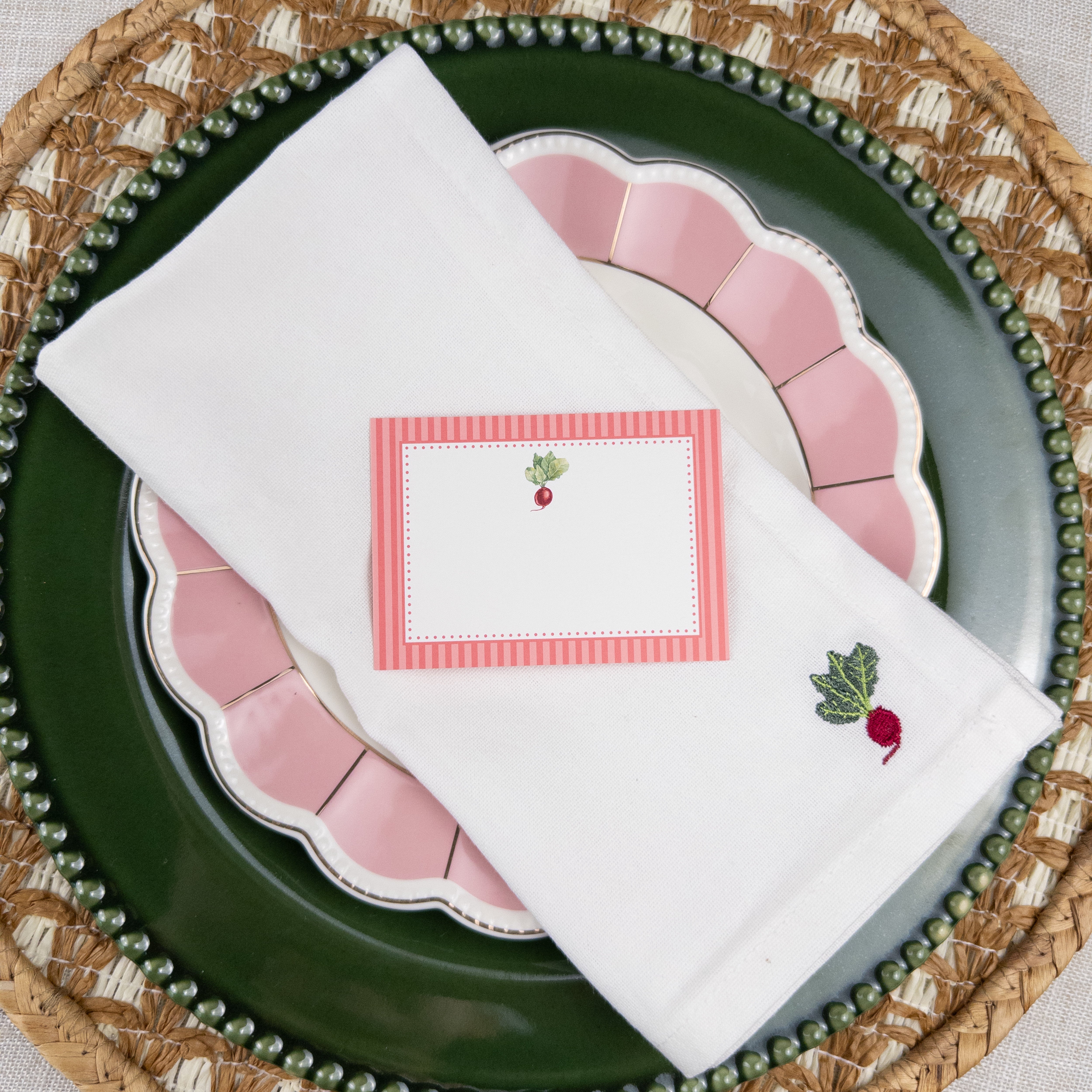Mixed Vegetables Embroidered Dinner Napkins