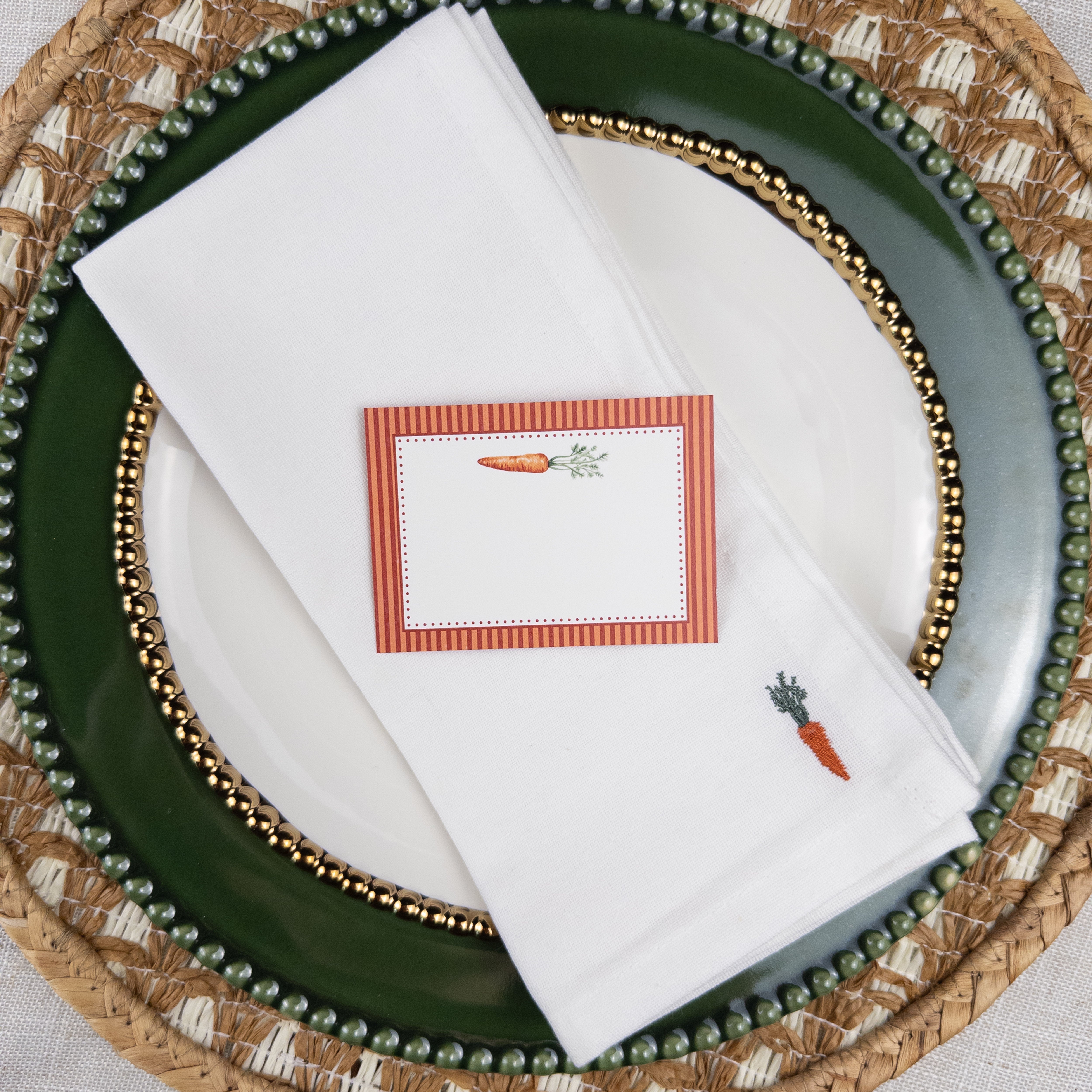 Mixed Vegetables Embroidered Dinner Napkins