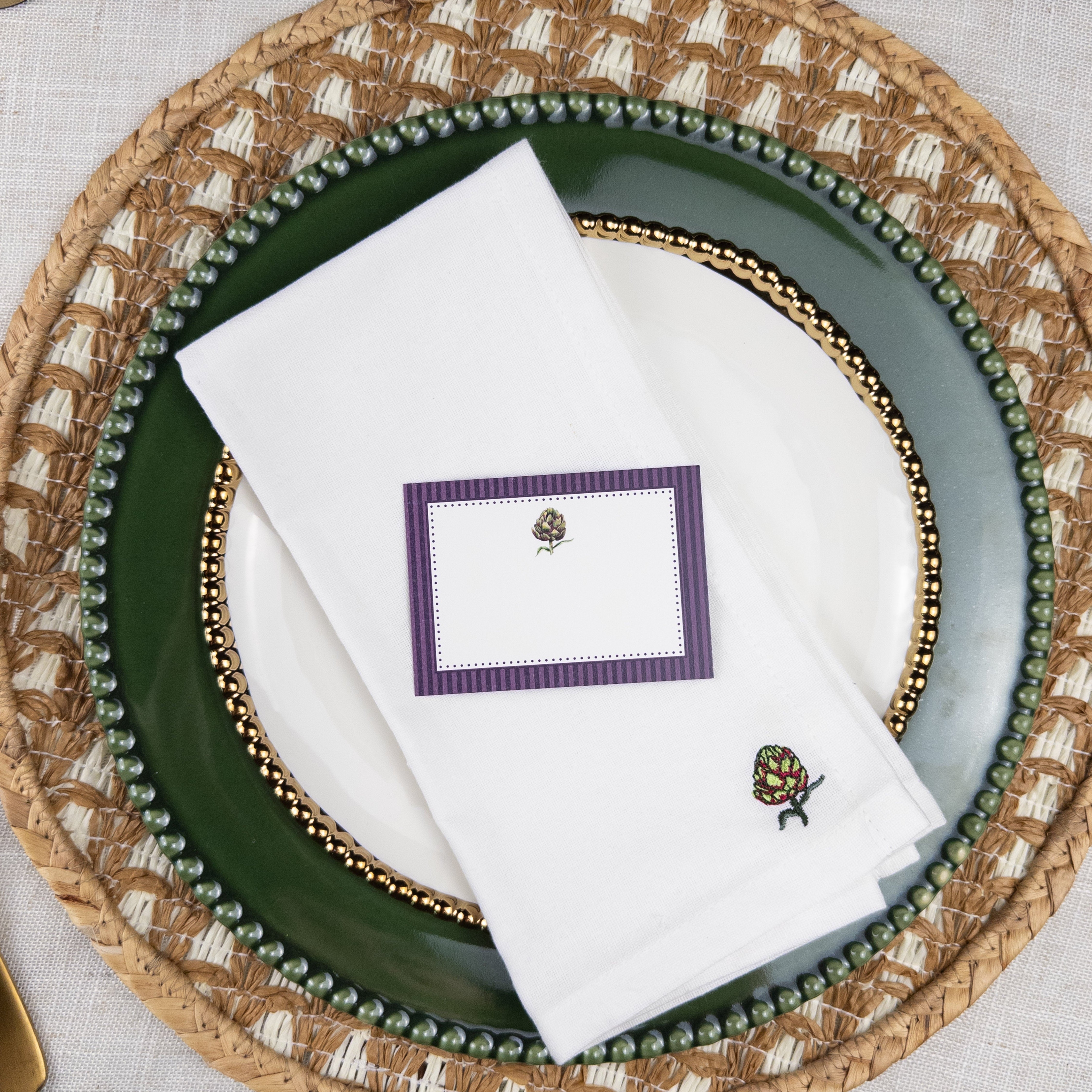 Mixed Vegetables Embroidered Dinner Napkins