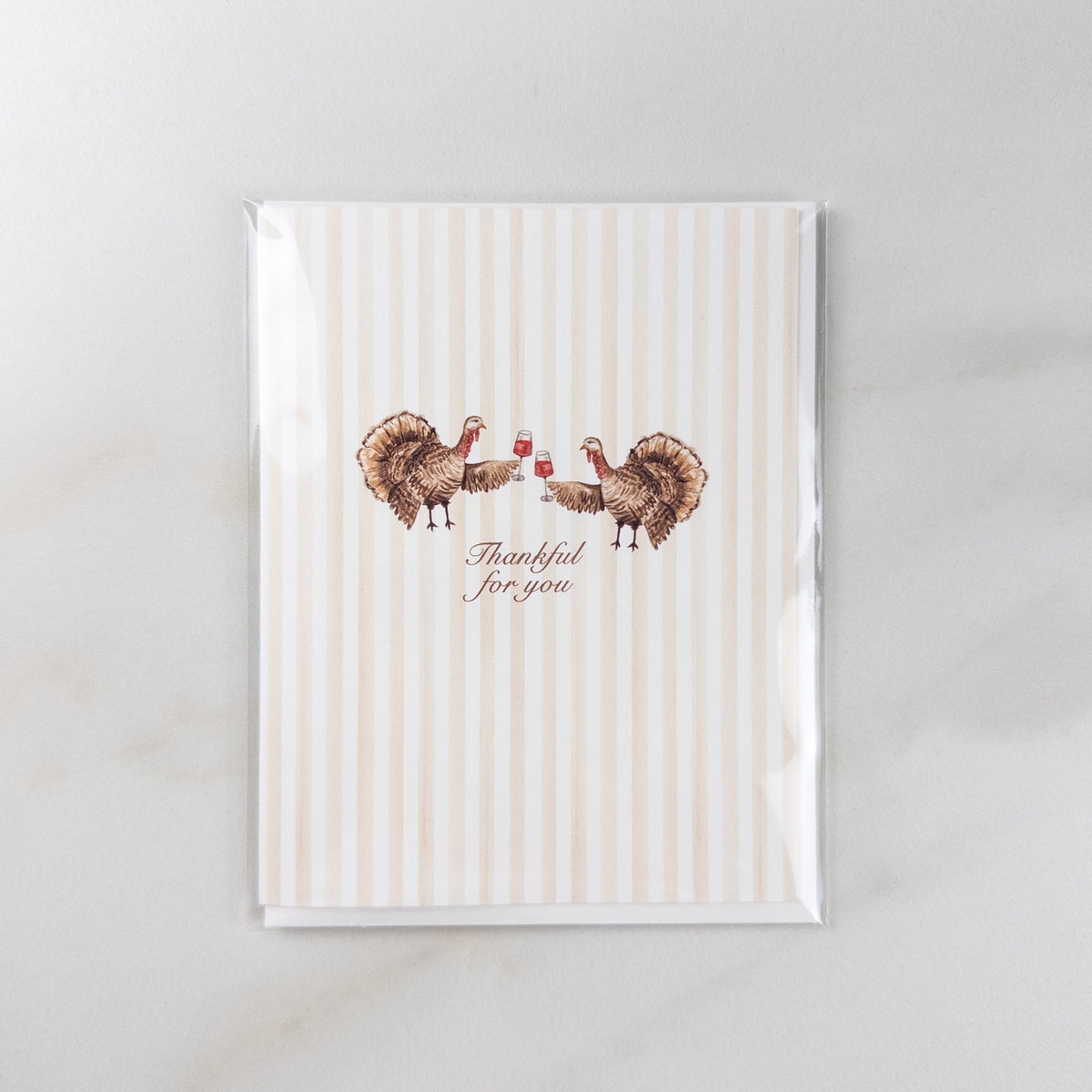 Turkeys with Wine "Thankful for you" Greeting Card