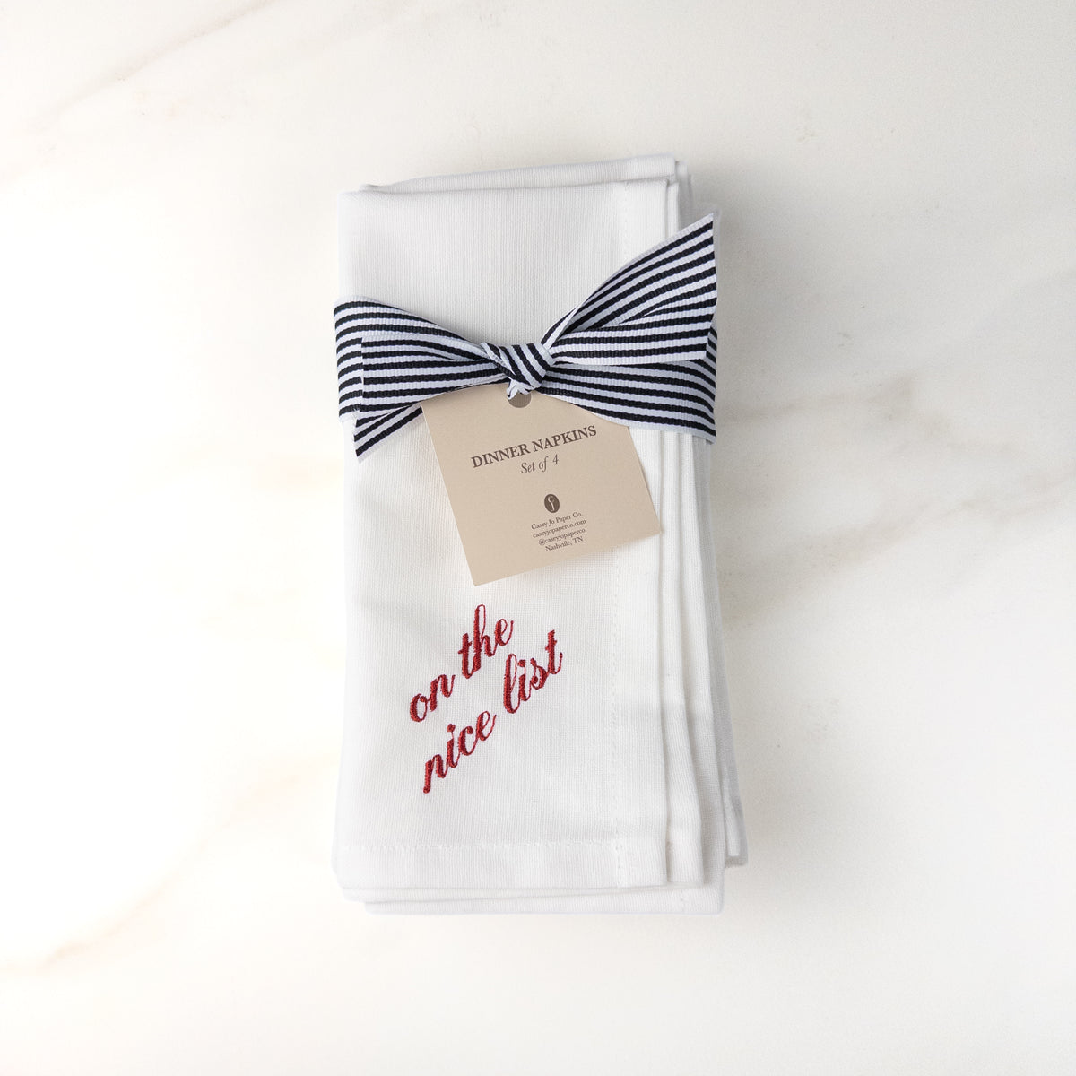 Santa's List Embroidered Dinner Napkin Set