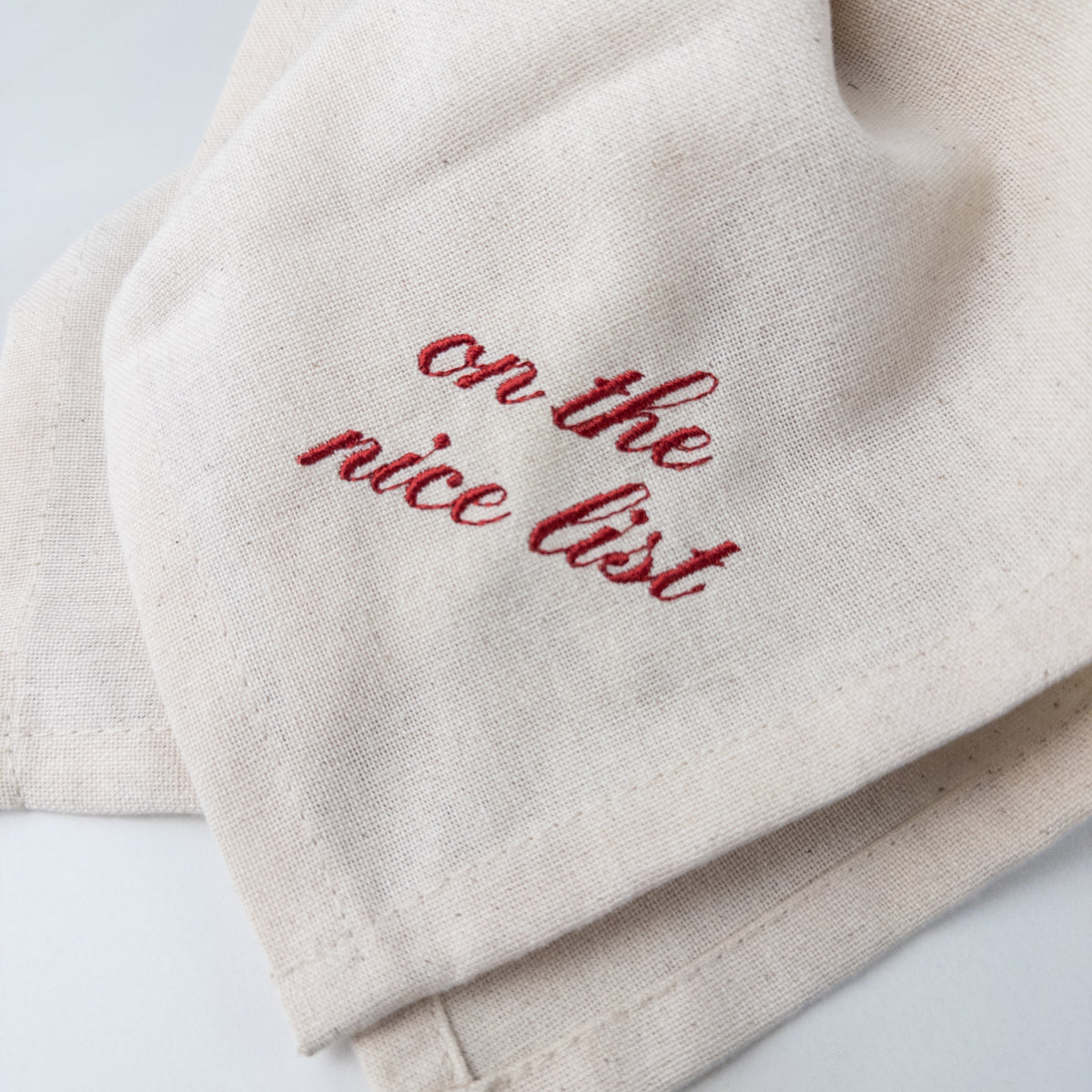 Santa's List Embroidered Dinner Napkin Set