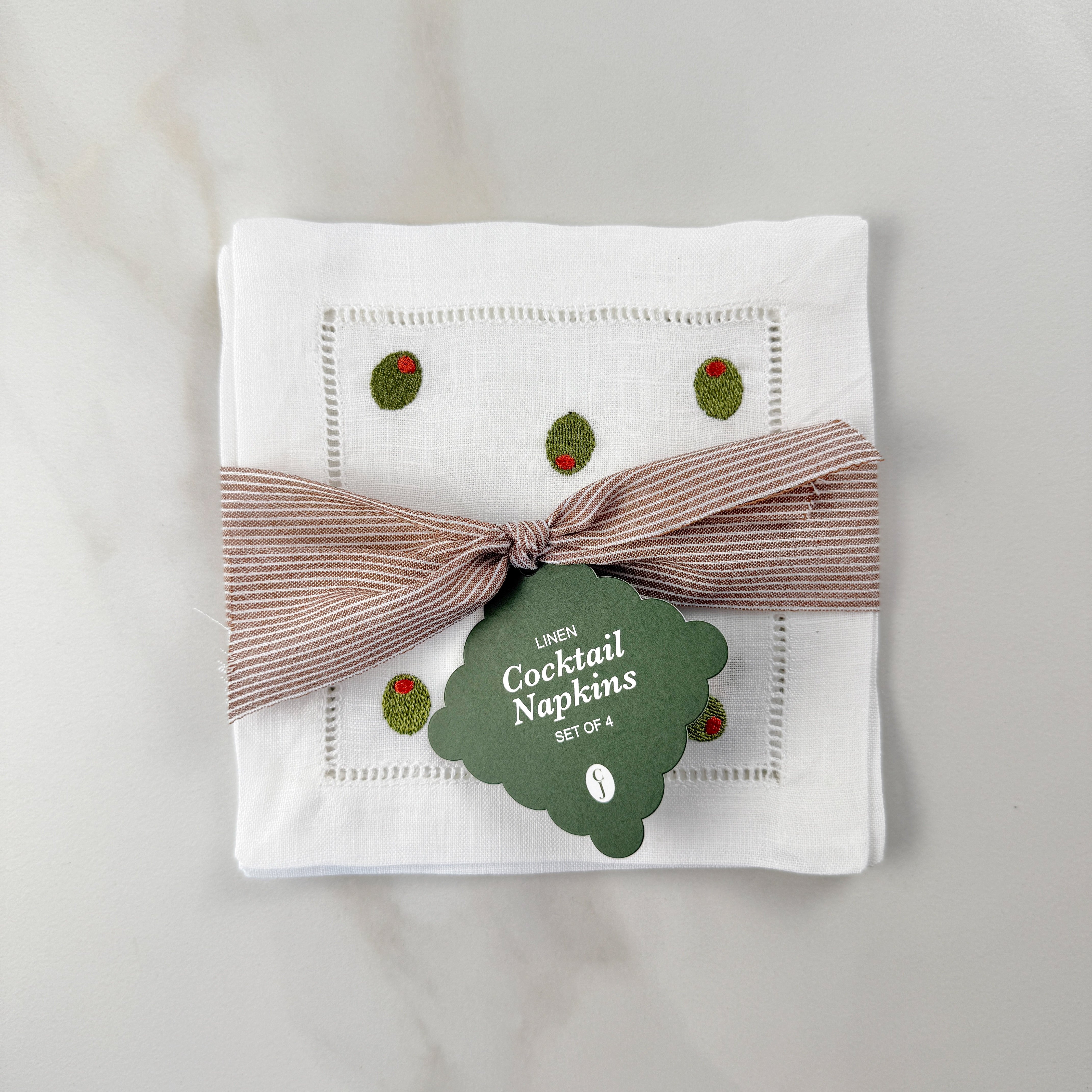 Olive Martini Cocktail Napkin Set
