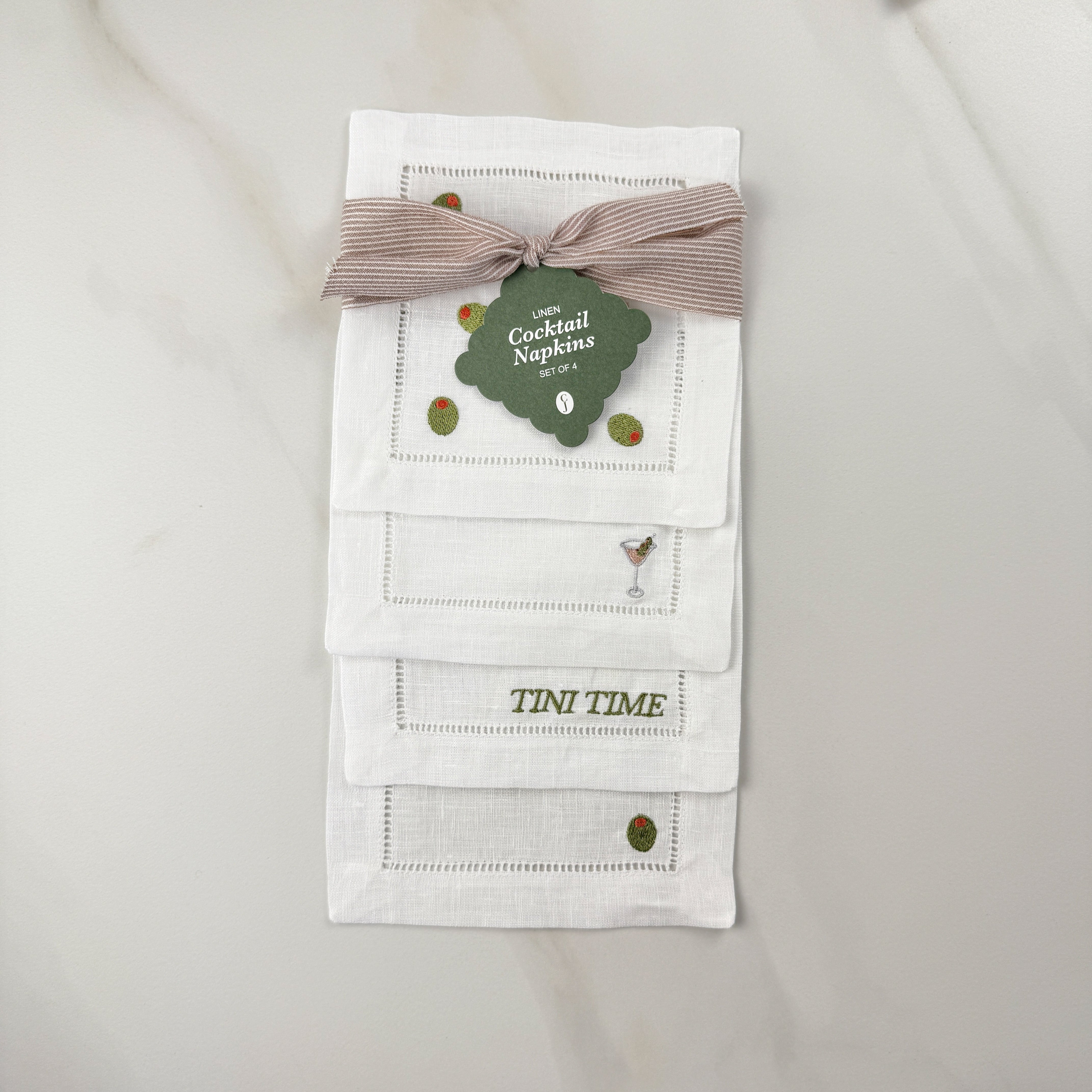 Olive Martini Cocktail Napkin Set