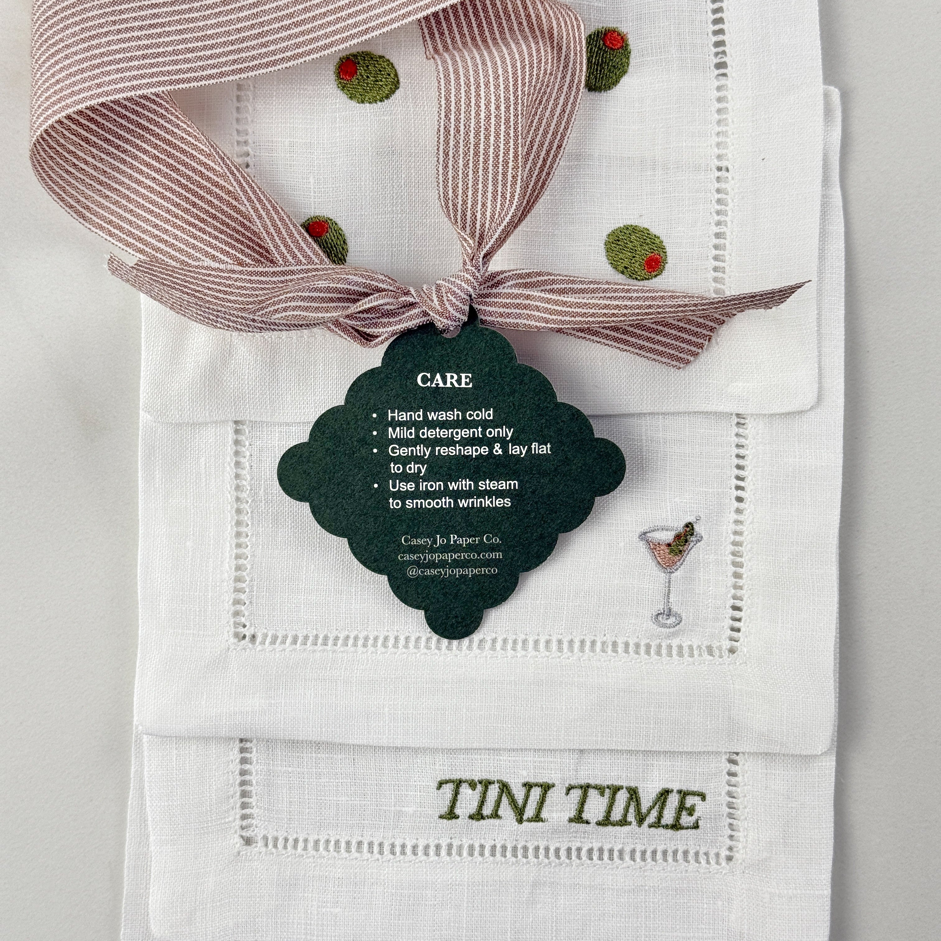 Olive Martini Cocktail Napkin Set