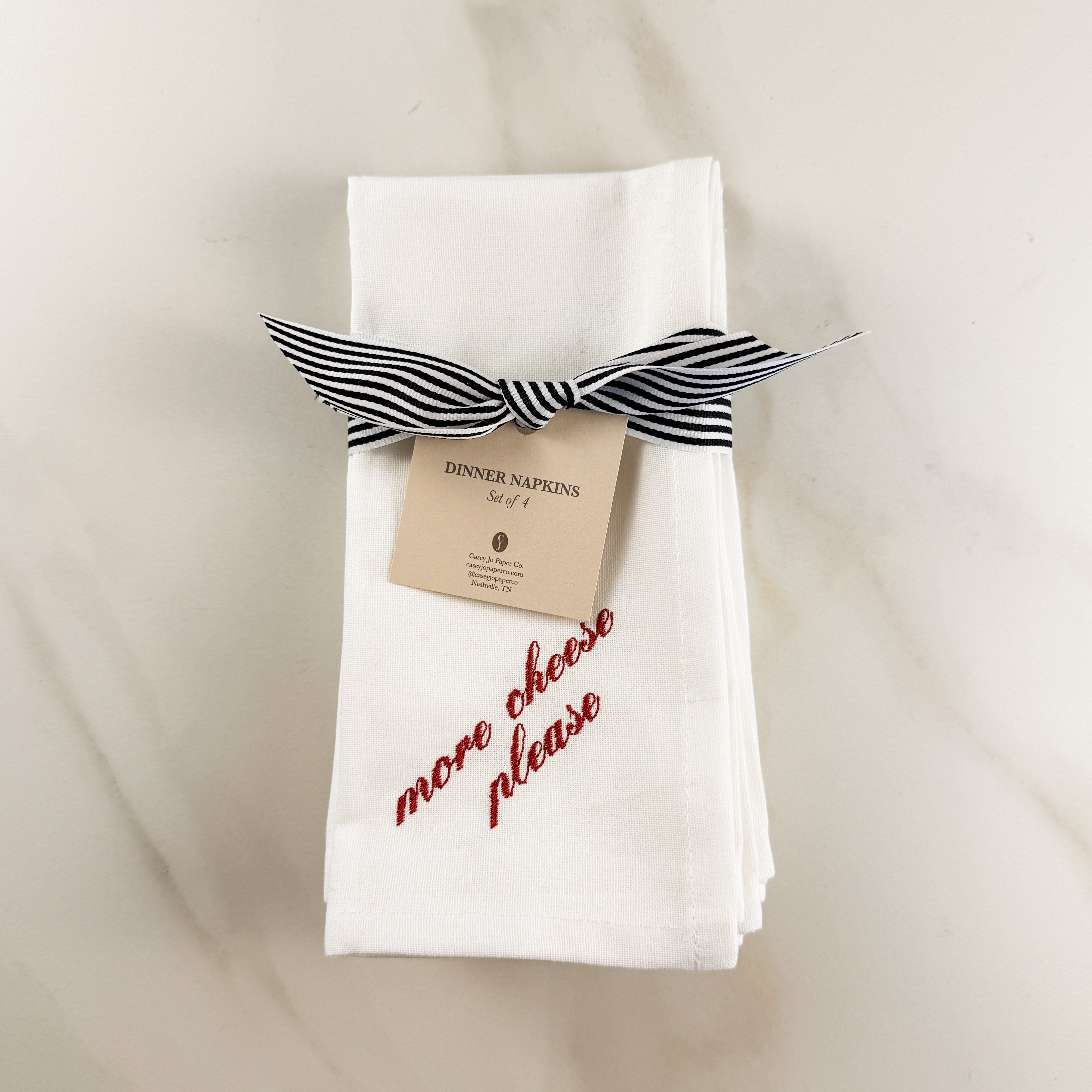 Italian Saying Embroidered Dinner Napkins
