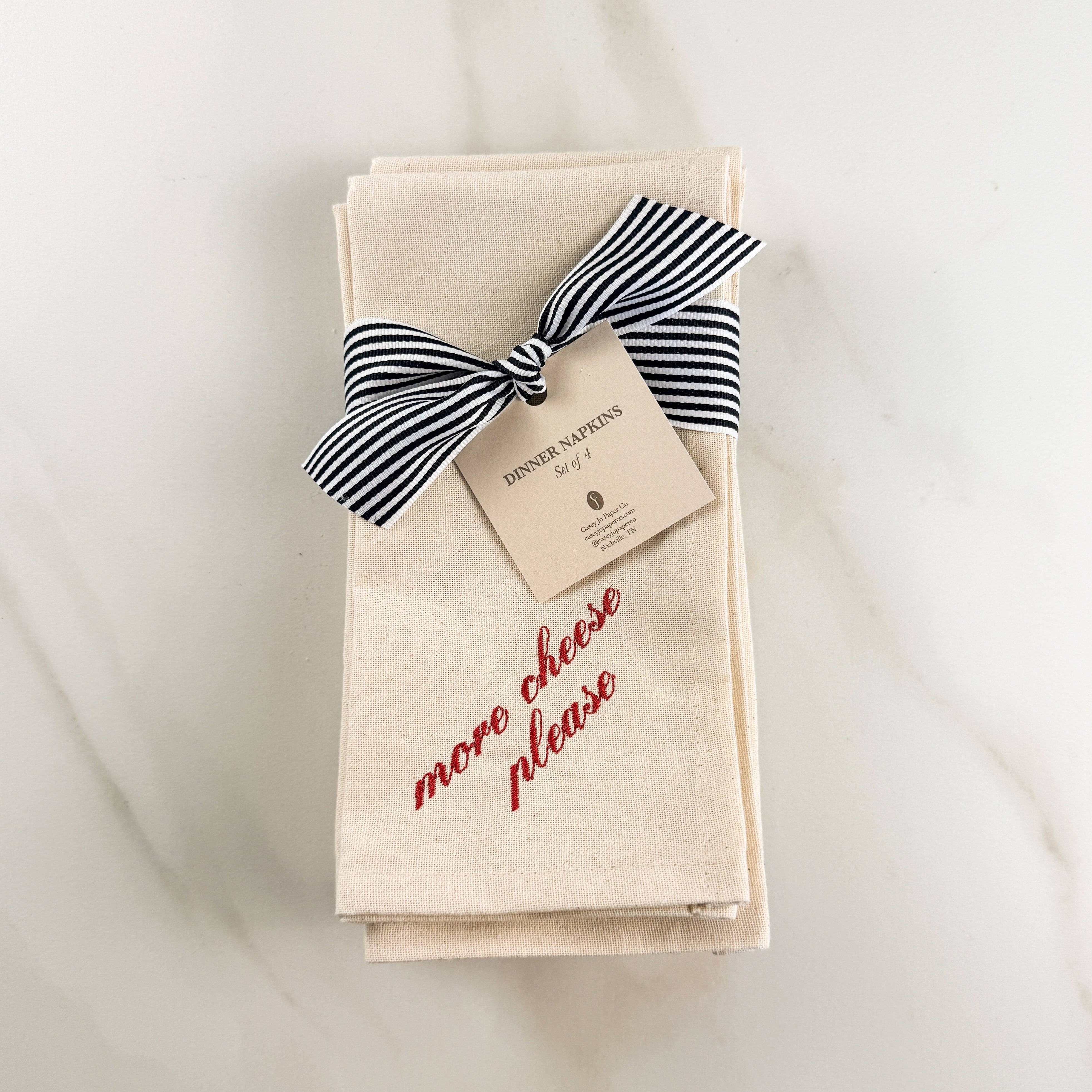Italian Saying Embroidered Dinner Napkins