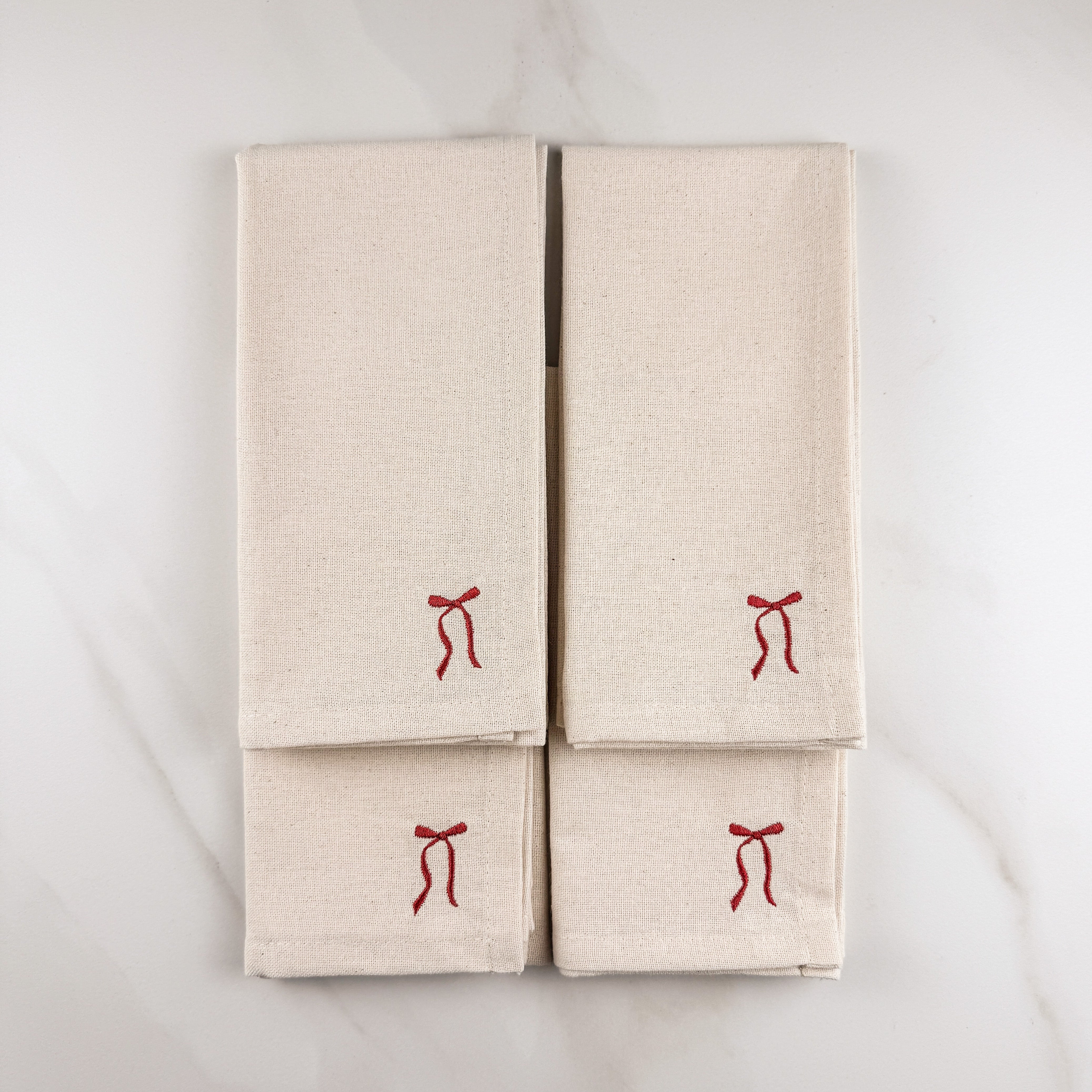 Bow Embroidered Dinner Napkin Set