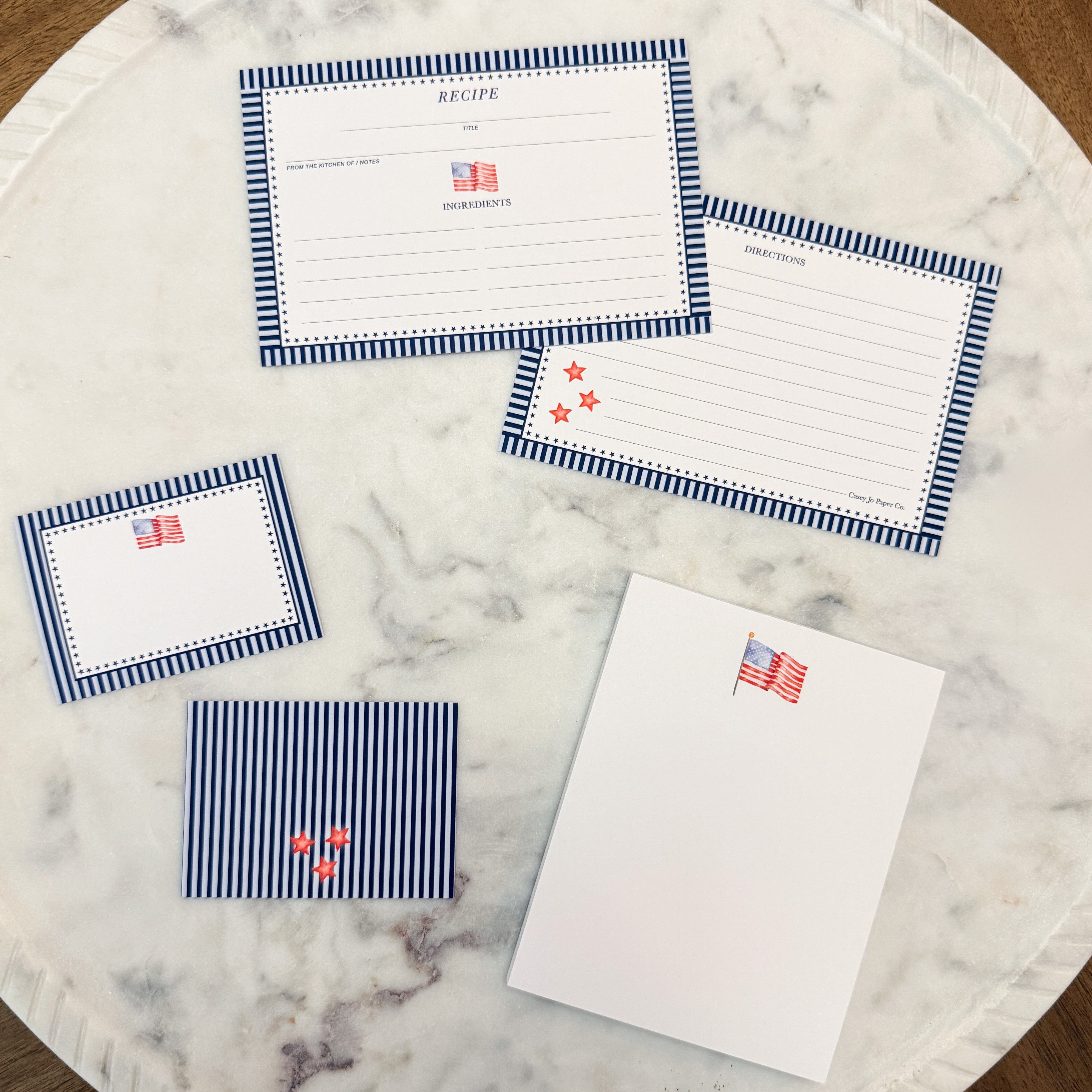 American Flag Recipe Cards