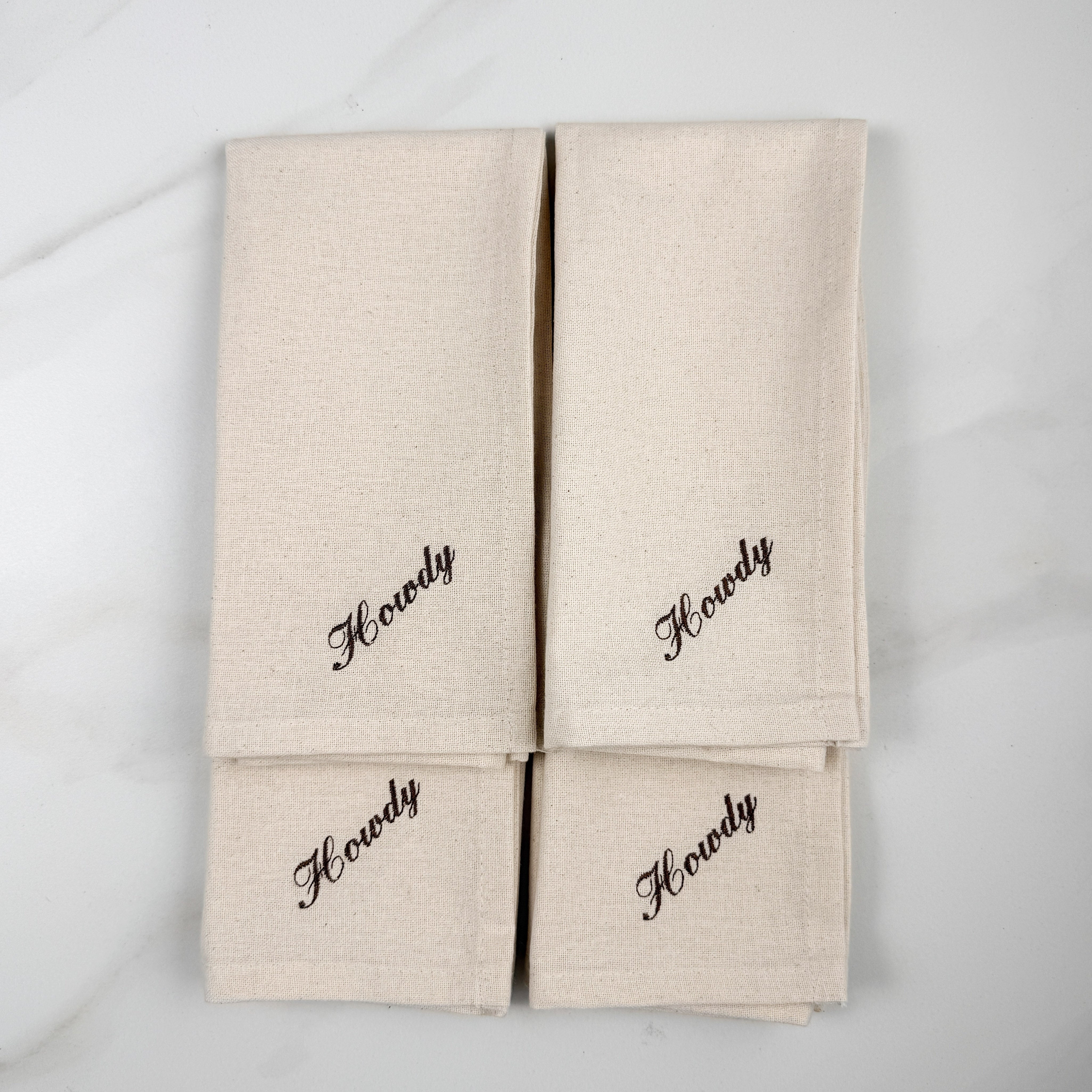 "Howdy" Embroidered Dinner Napkins