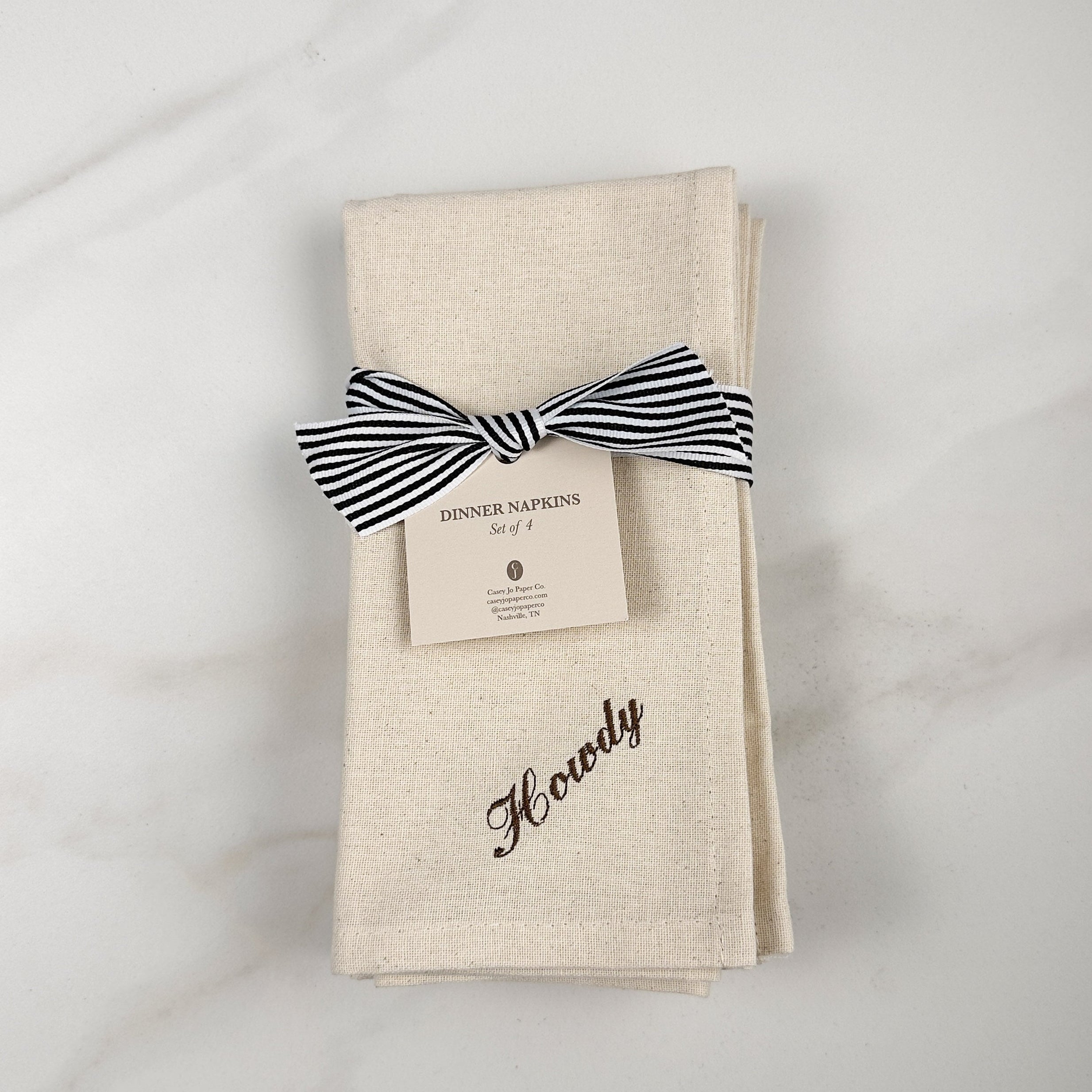 "Howdy" Embroidered Dinner Napkins