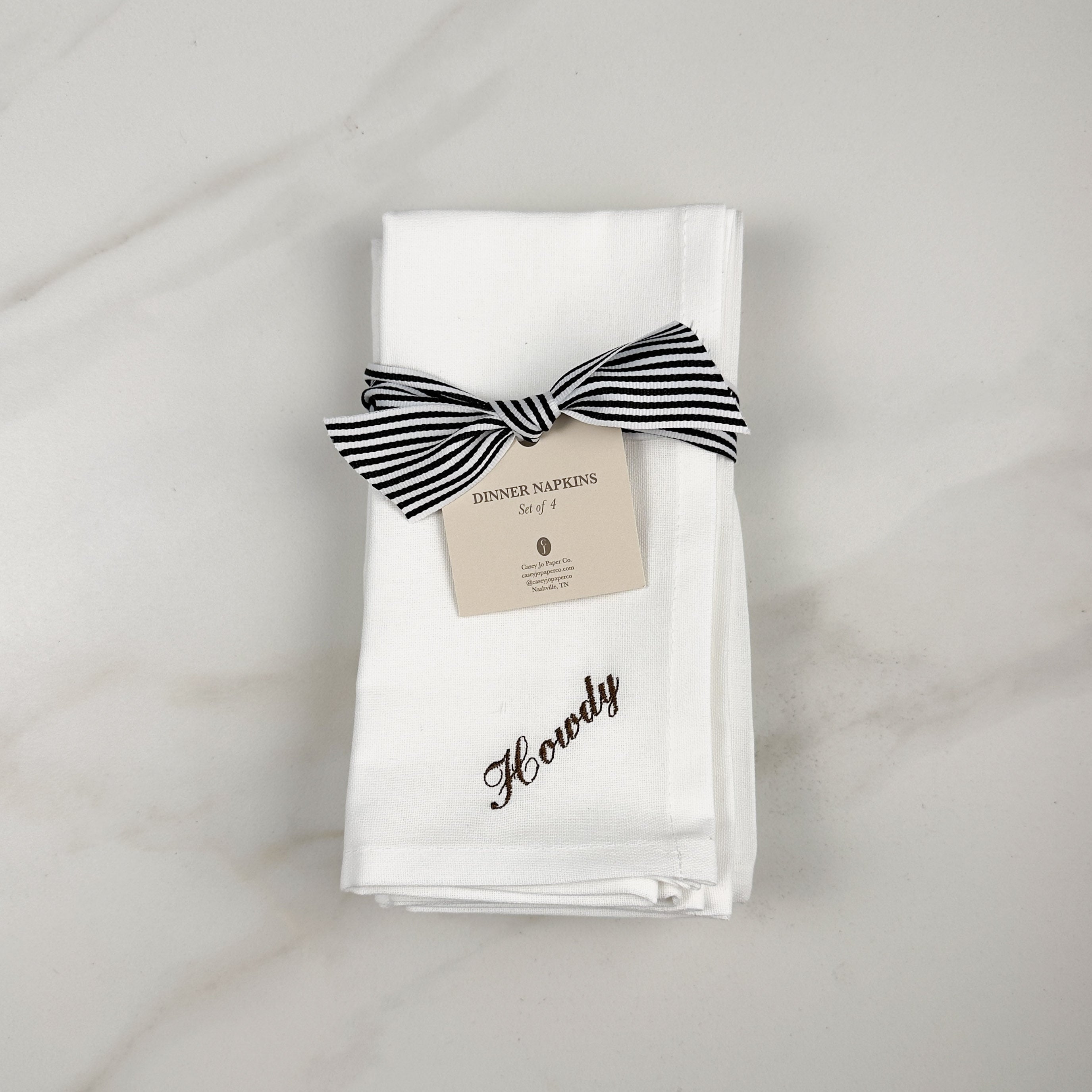 "Howdy" Embroidered Dinner Napkins