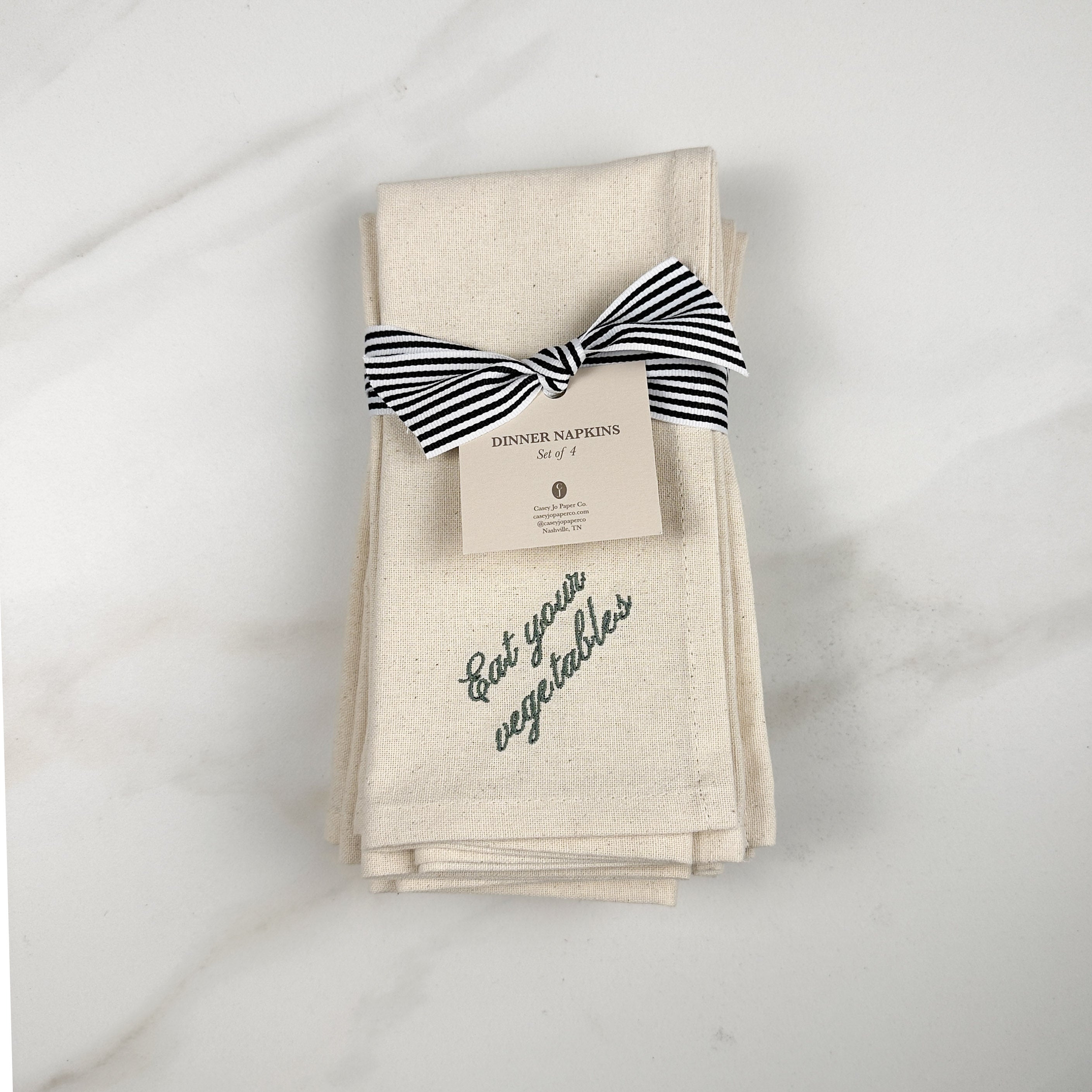"Eat your vegetables" Embroidered Dinner Napkins