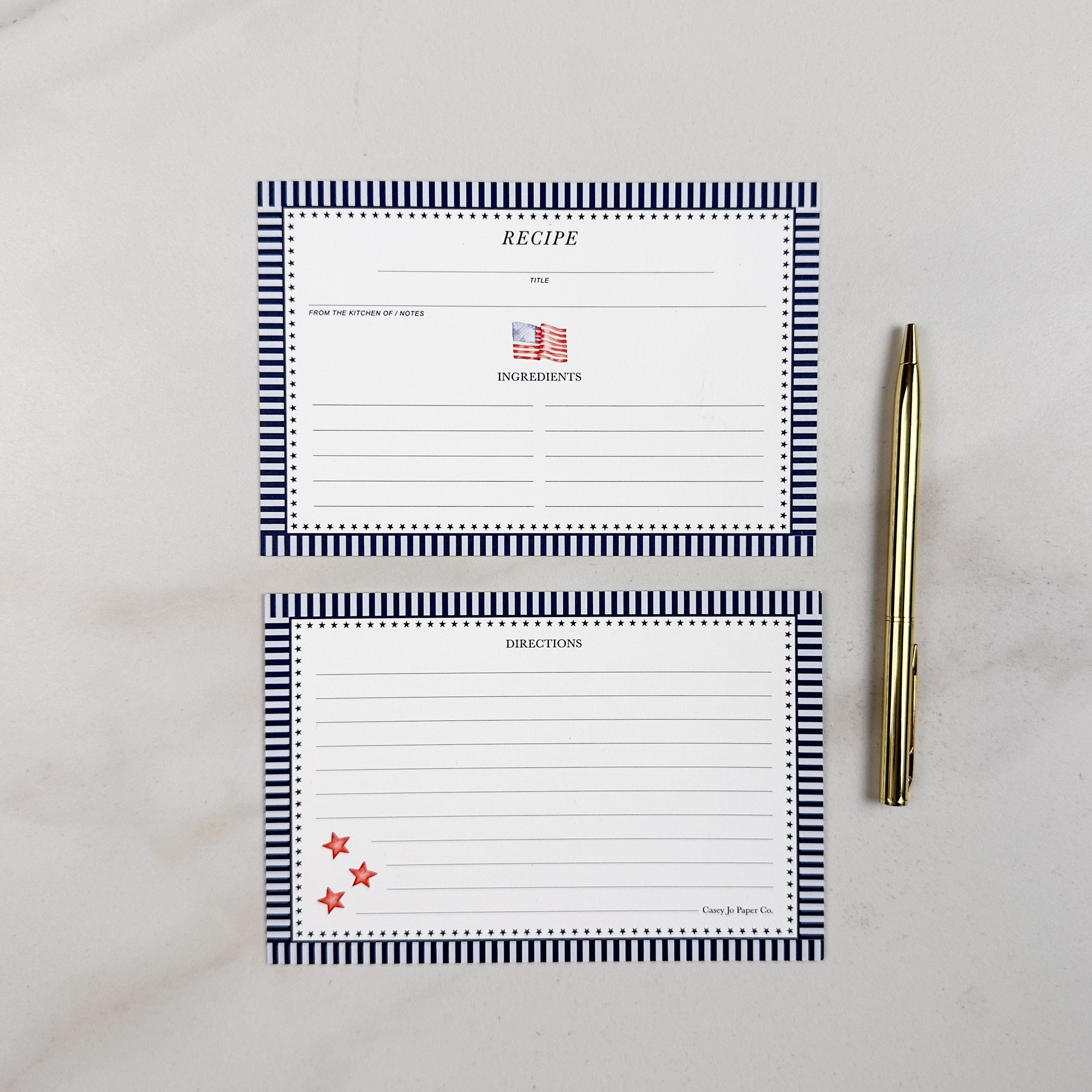 American Flag Recipe Cards
