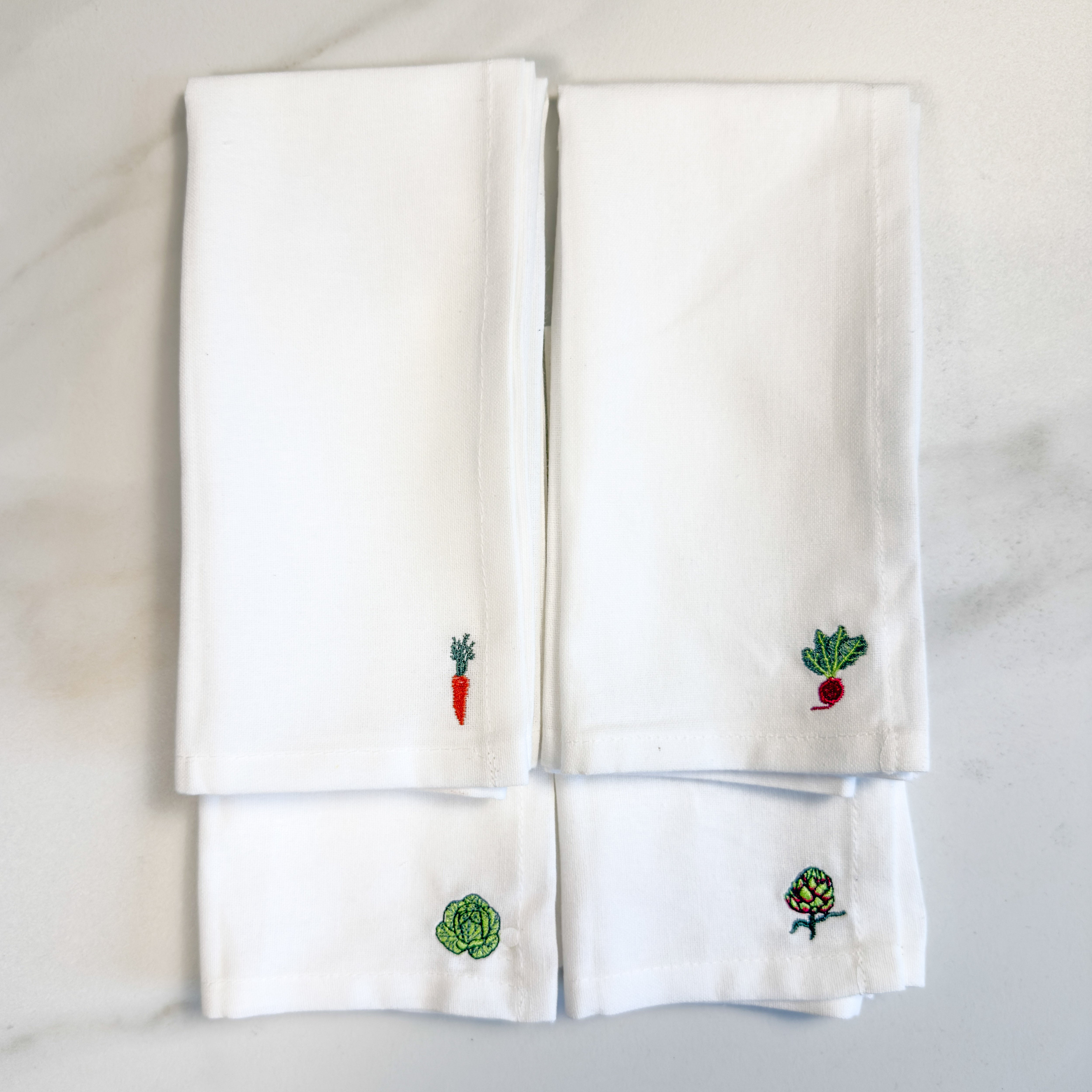 Mixed Vegetables Embroidered Dinner Napkins