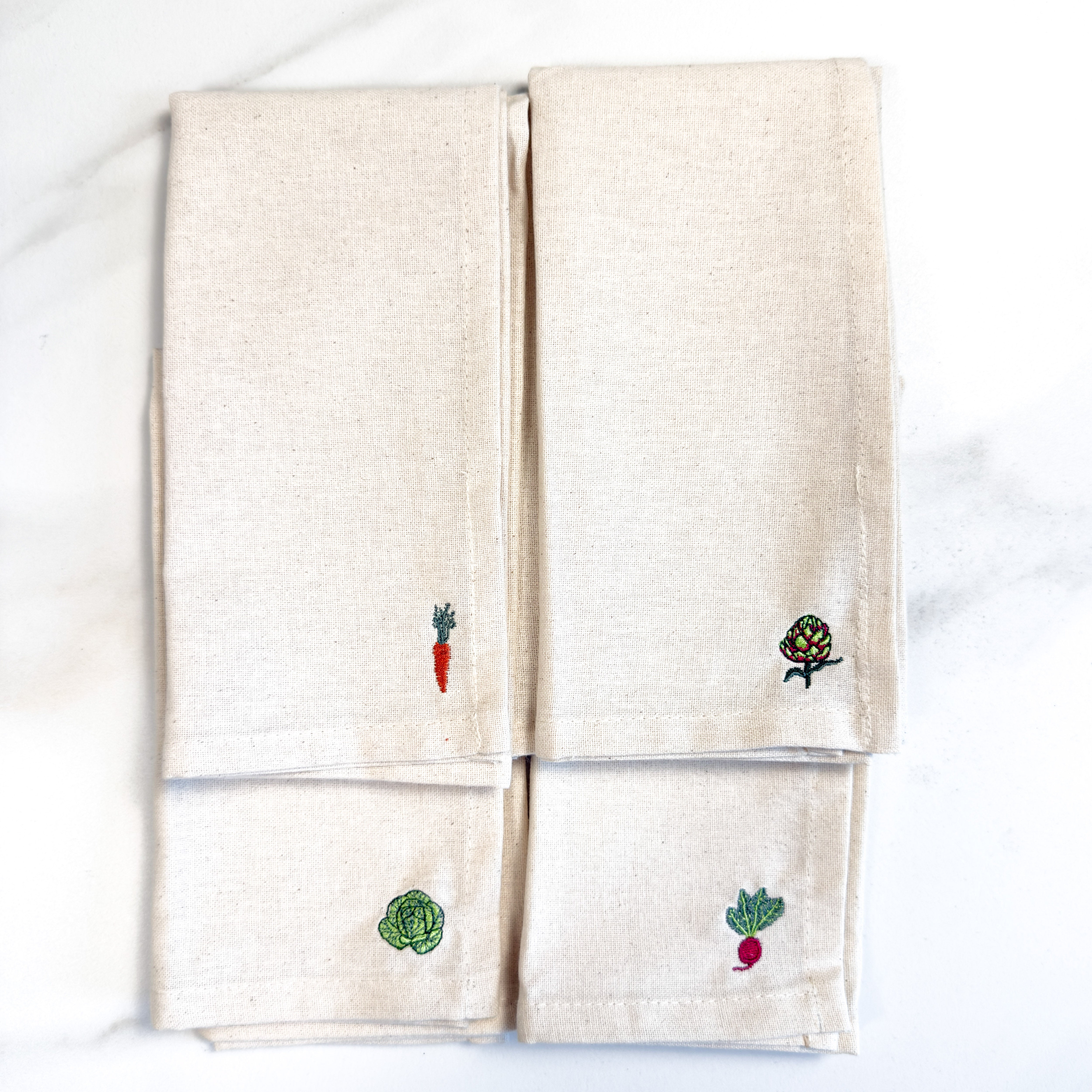 Mixed Vegetables Embroidered Dinner Napkins