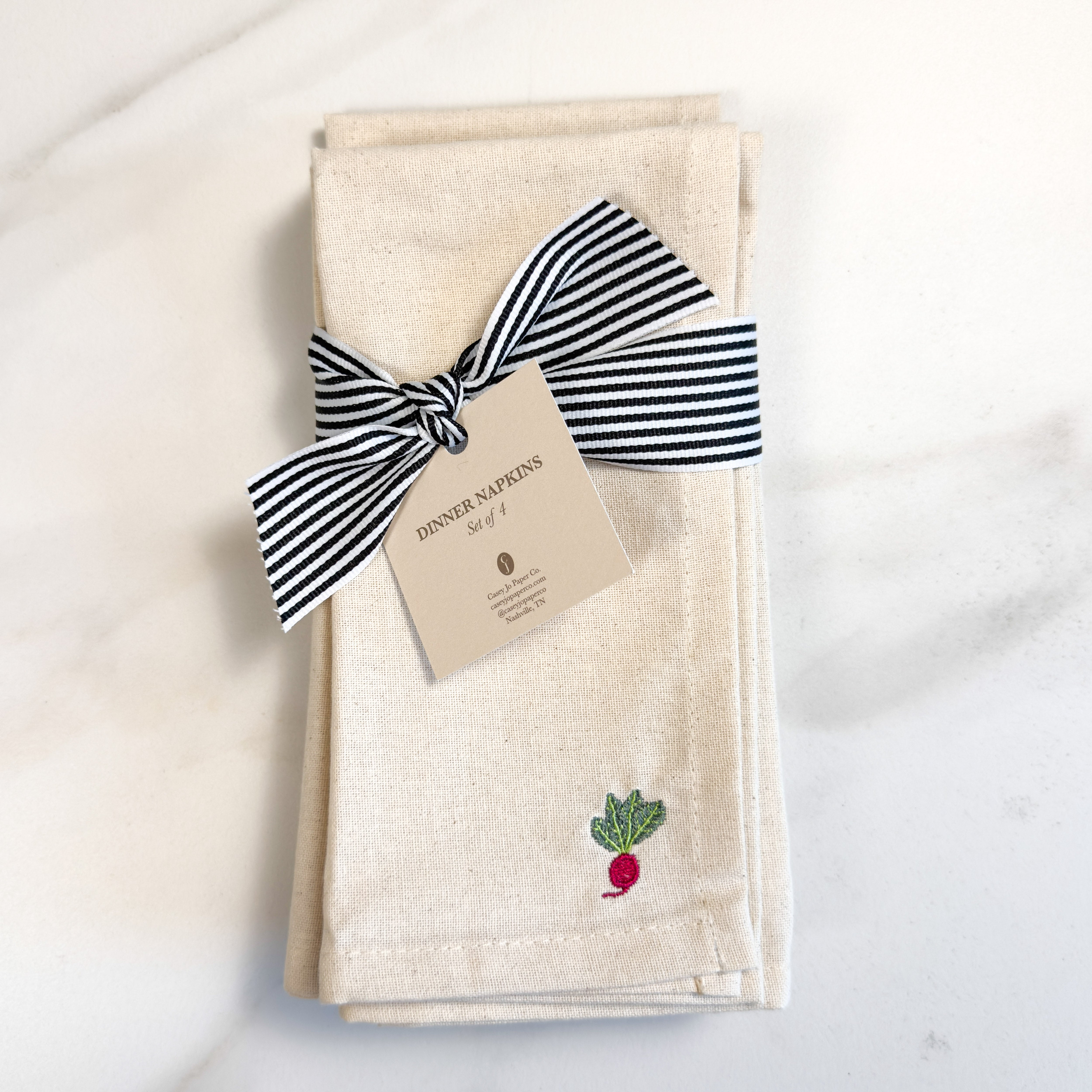 Mixed Vegetables Embroidered Dinner Napkins