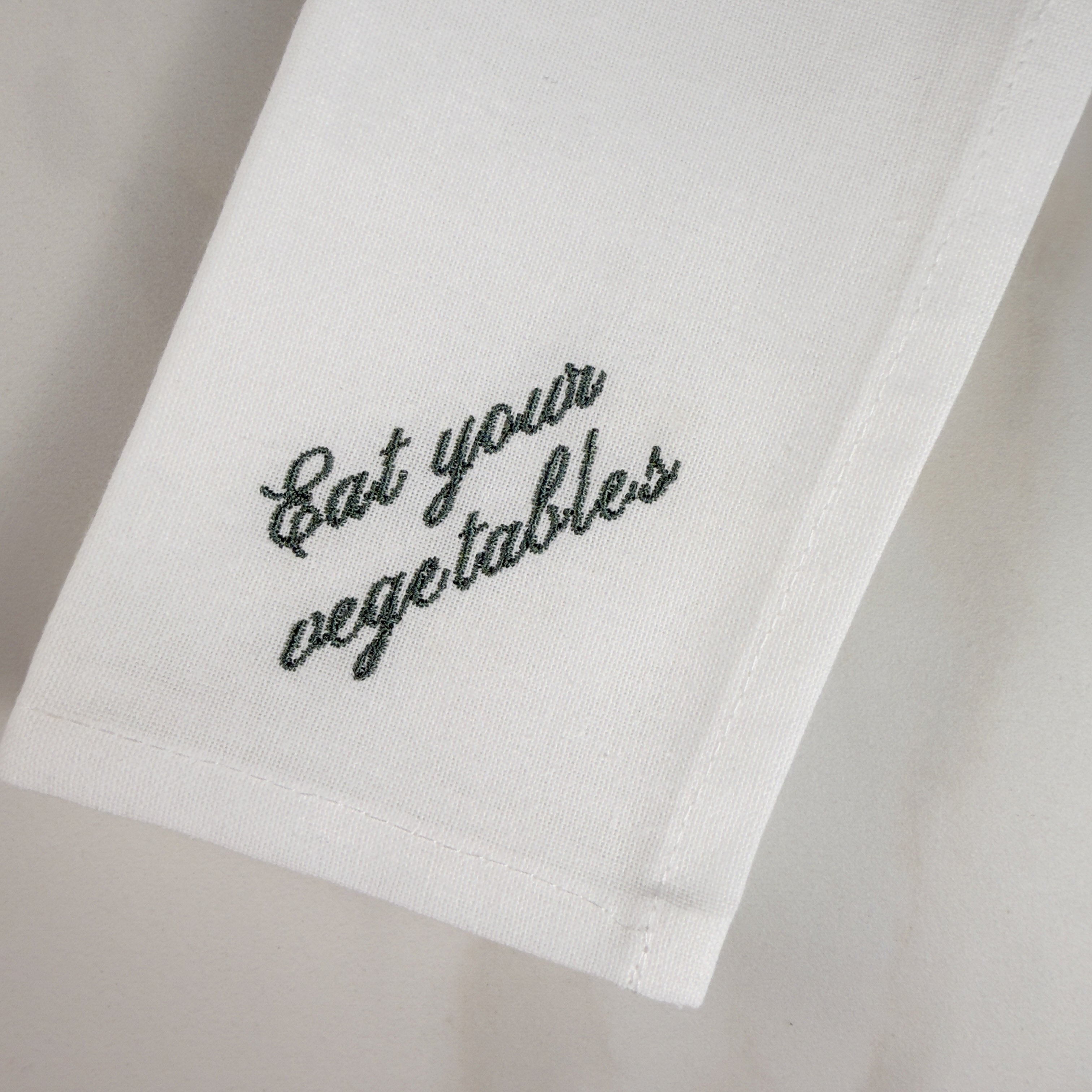 "Eat your vegetables" Embroidered Dinner Napkins