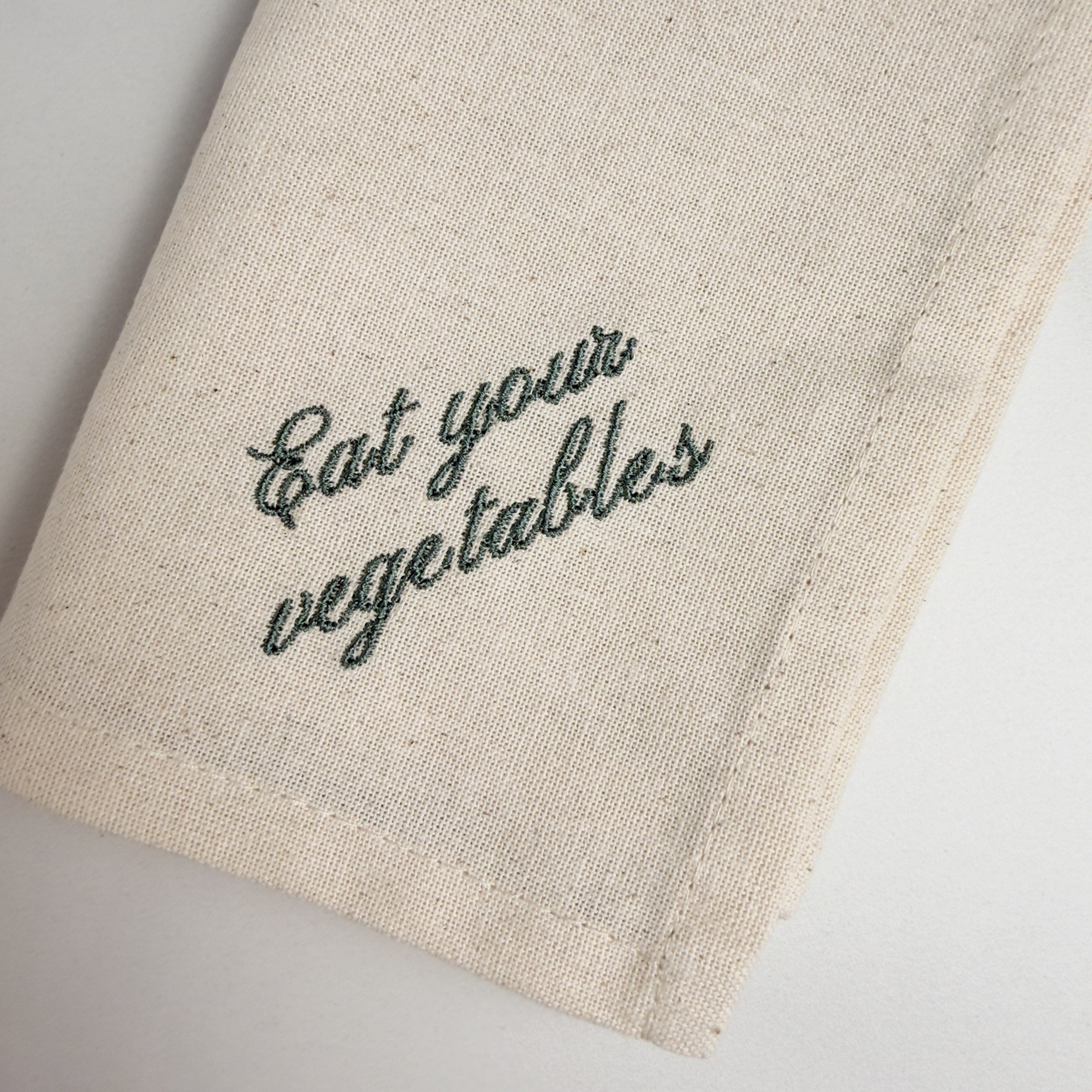 "Eat your vegetables" Embroidered Dinner Napkins