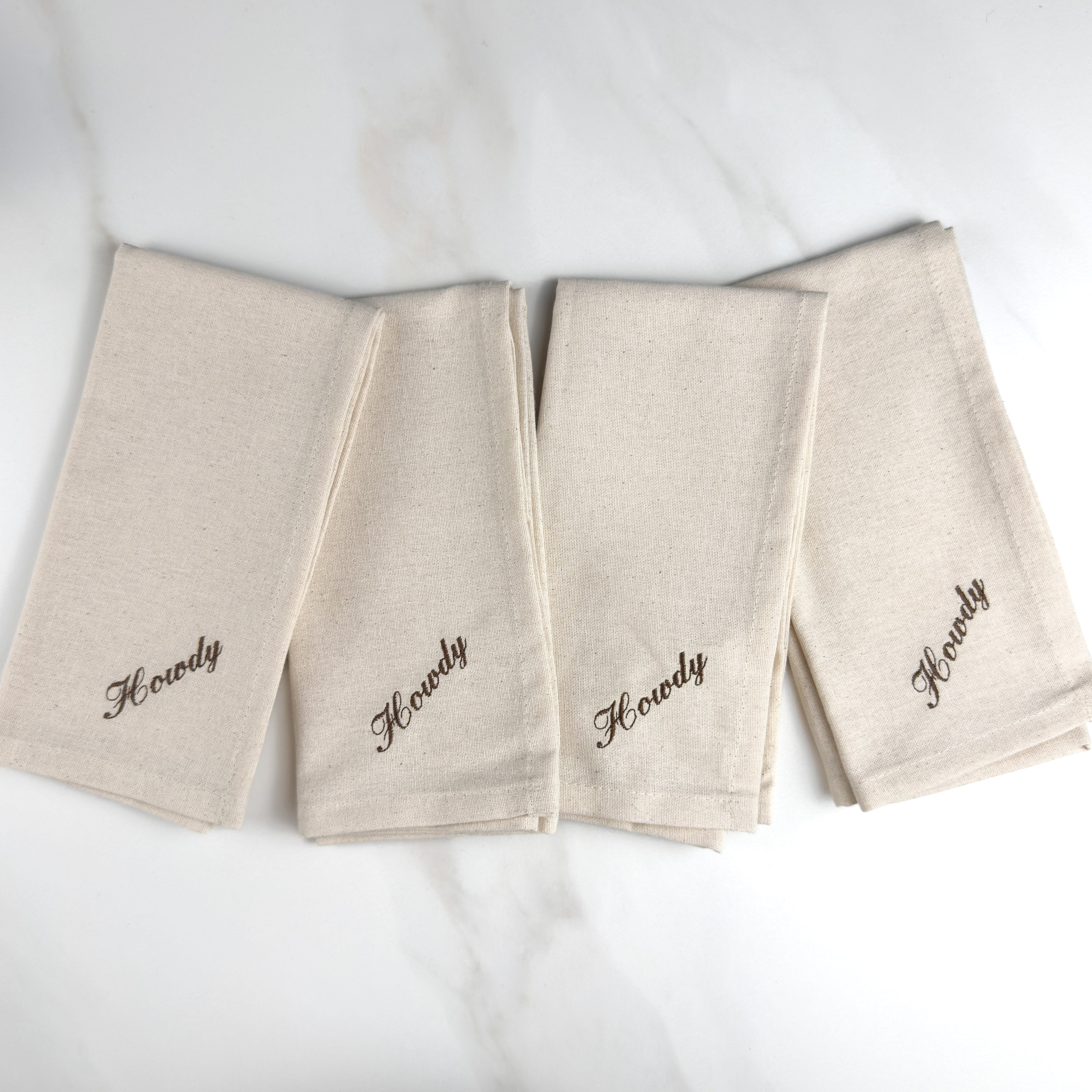 "Howdy" Embroidered Dinner Napkins