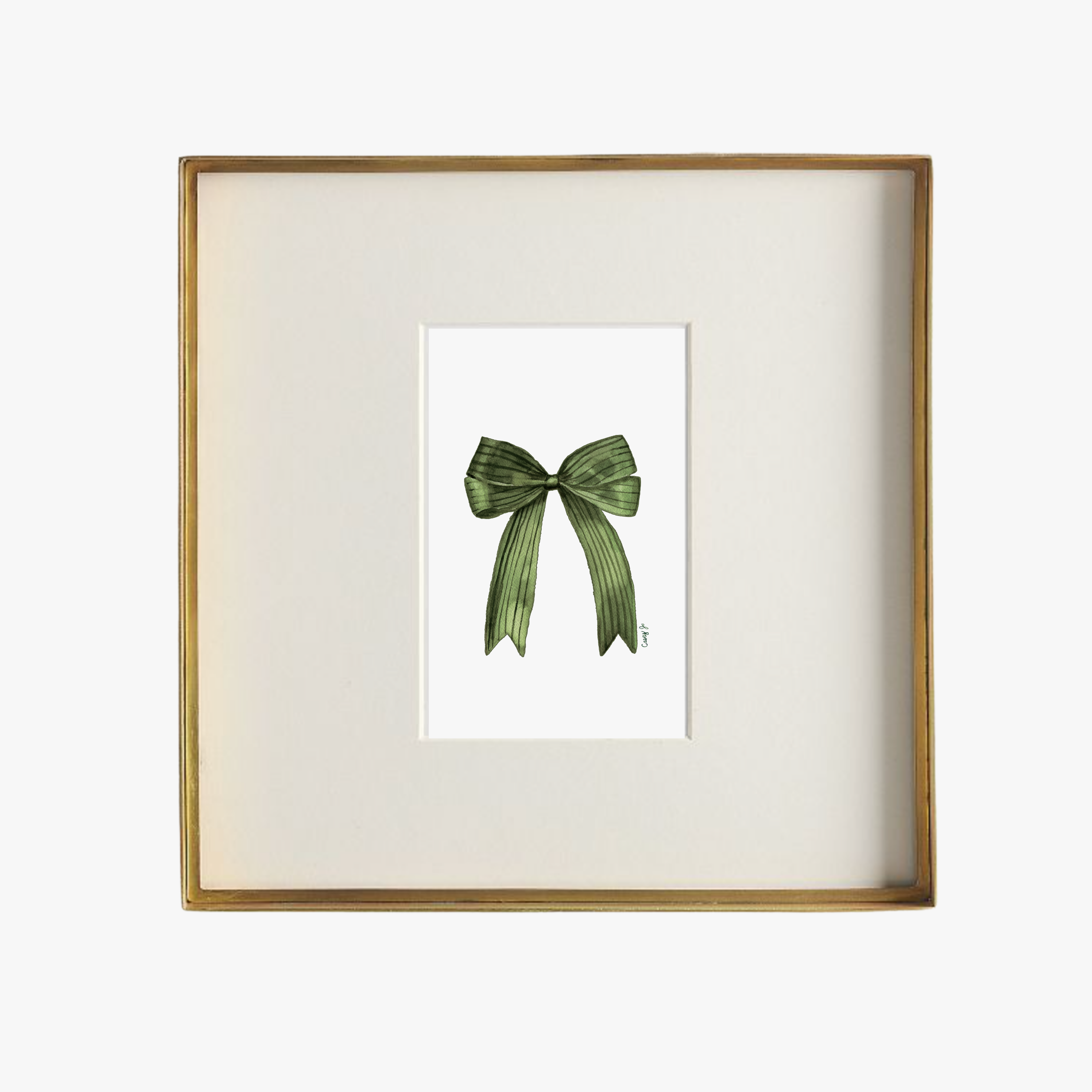 Green Bow Watercolor Art Print