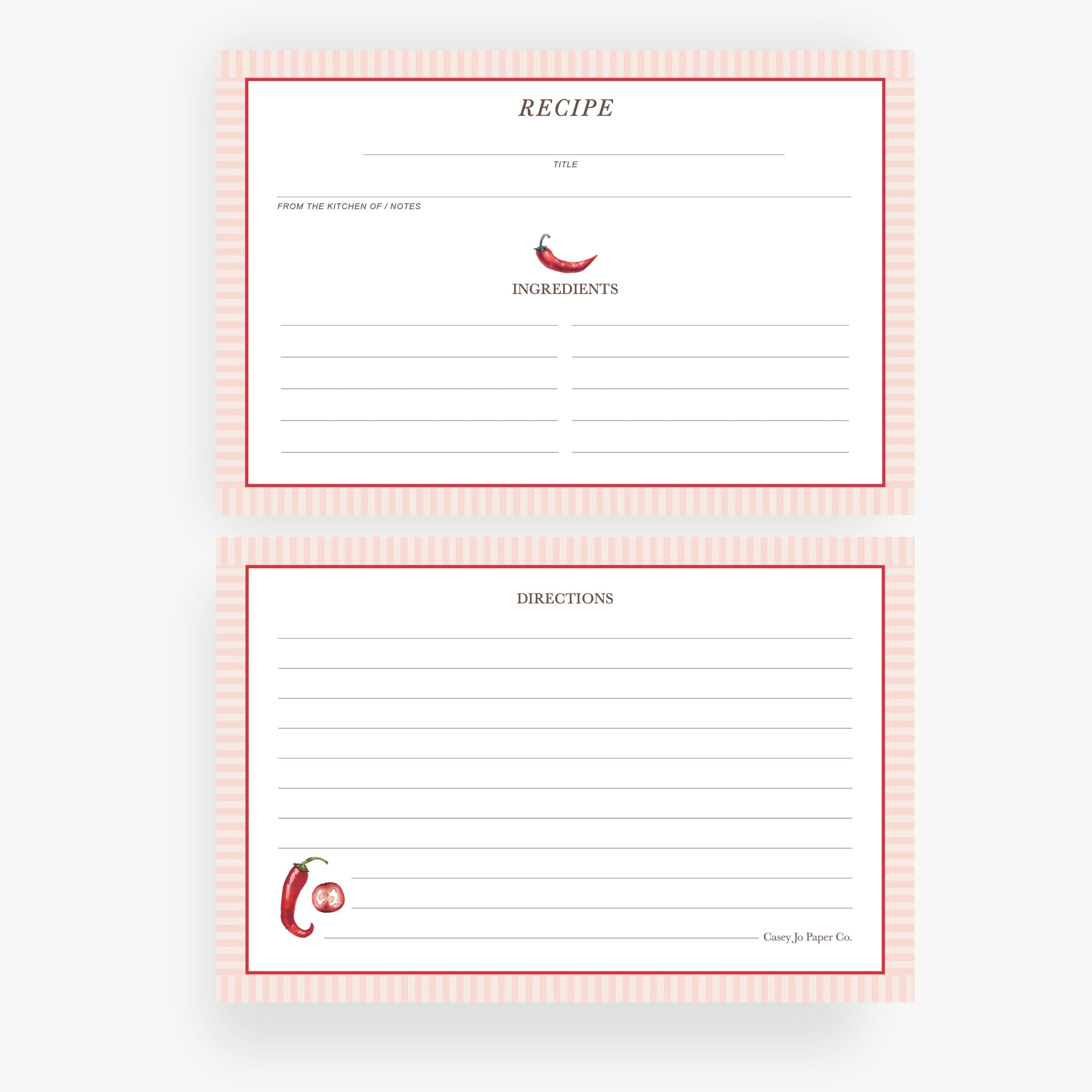 Chili Pepper Recipe Cards
