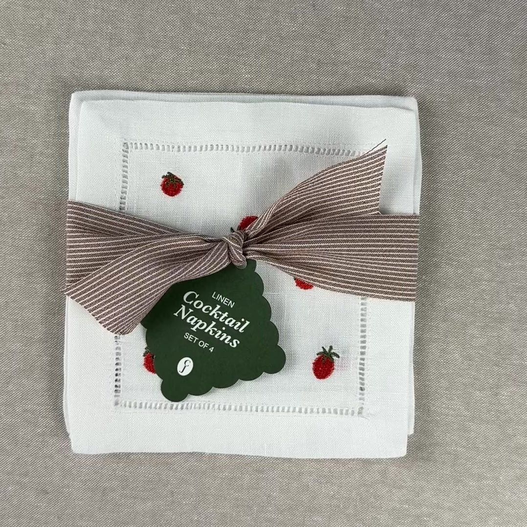 Load video: Tomato Cocktail Napkin Set