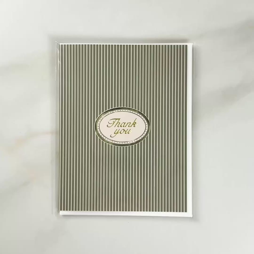 Load video: Green Oval "Thank You" Greeting Card