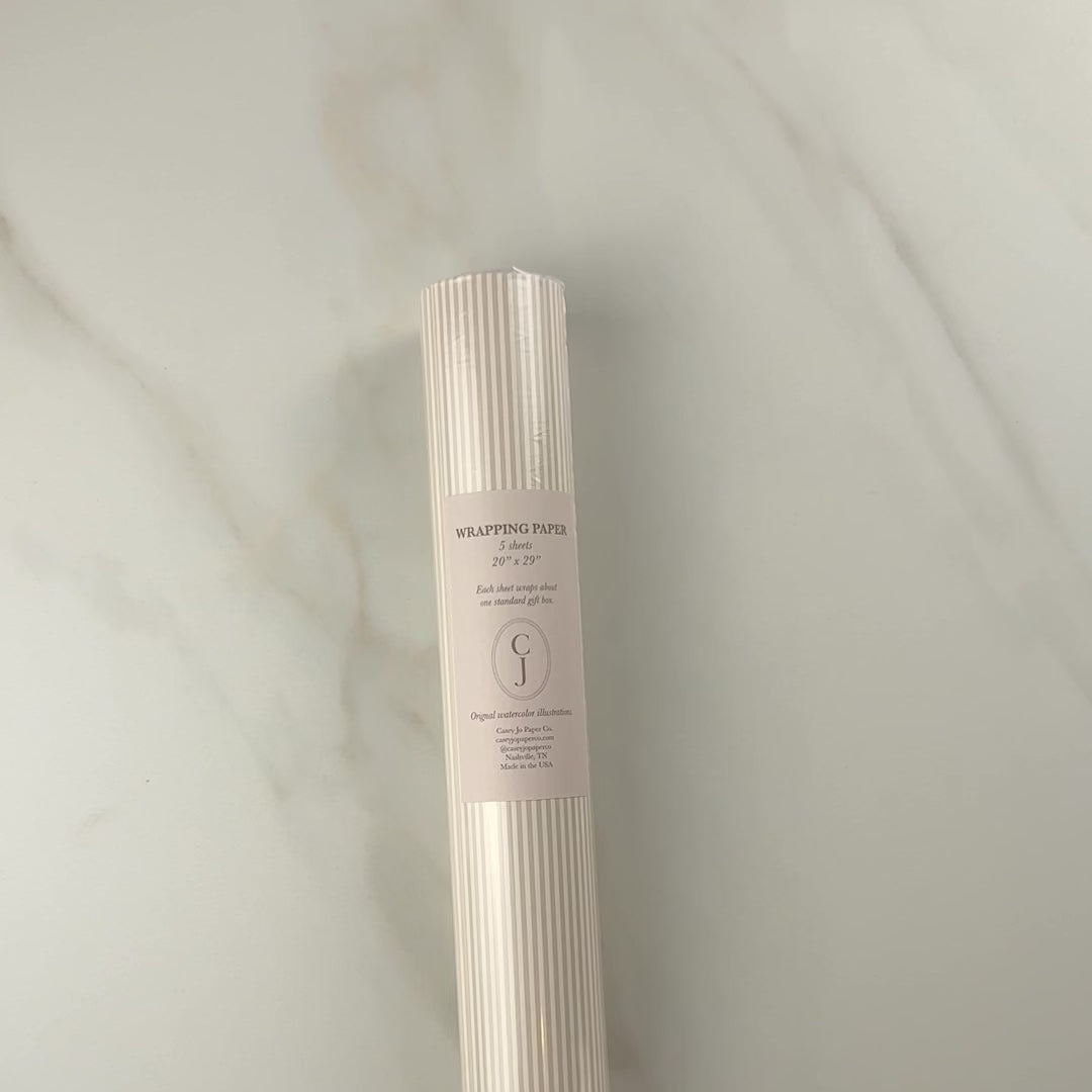 Load video: Tan Pinstripe Wrapping Paper
