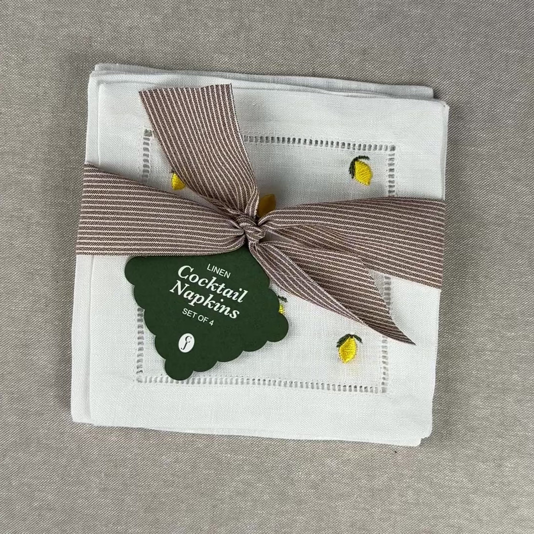Load video: Lemon Cocktail Napkin Set