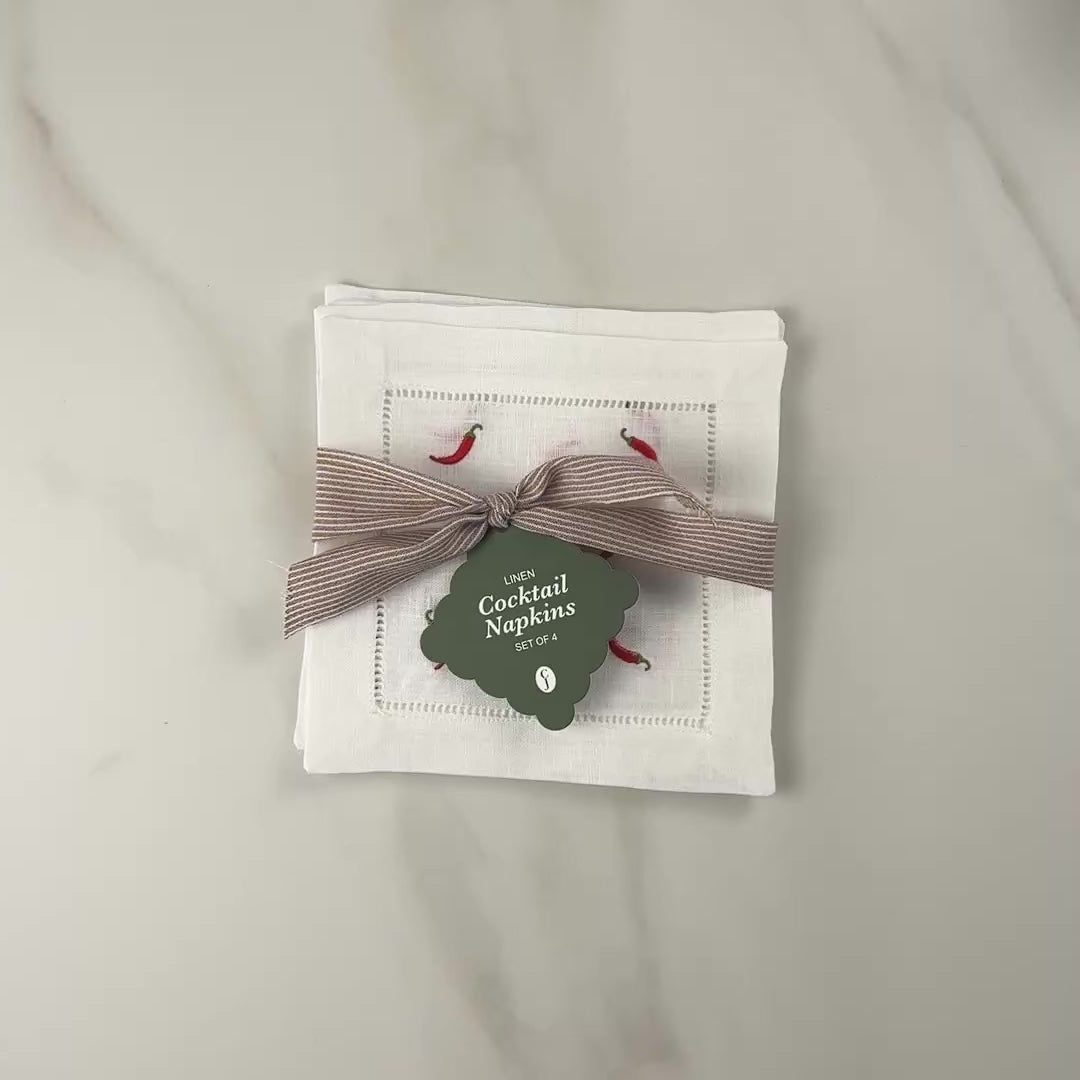 Load video: Pepper Cocktail Napkin Set