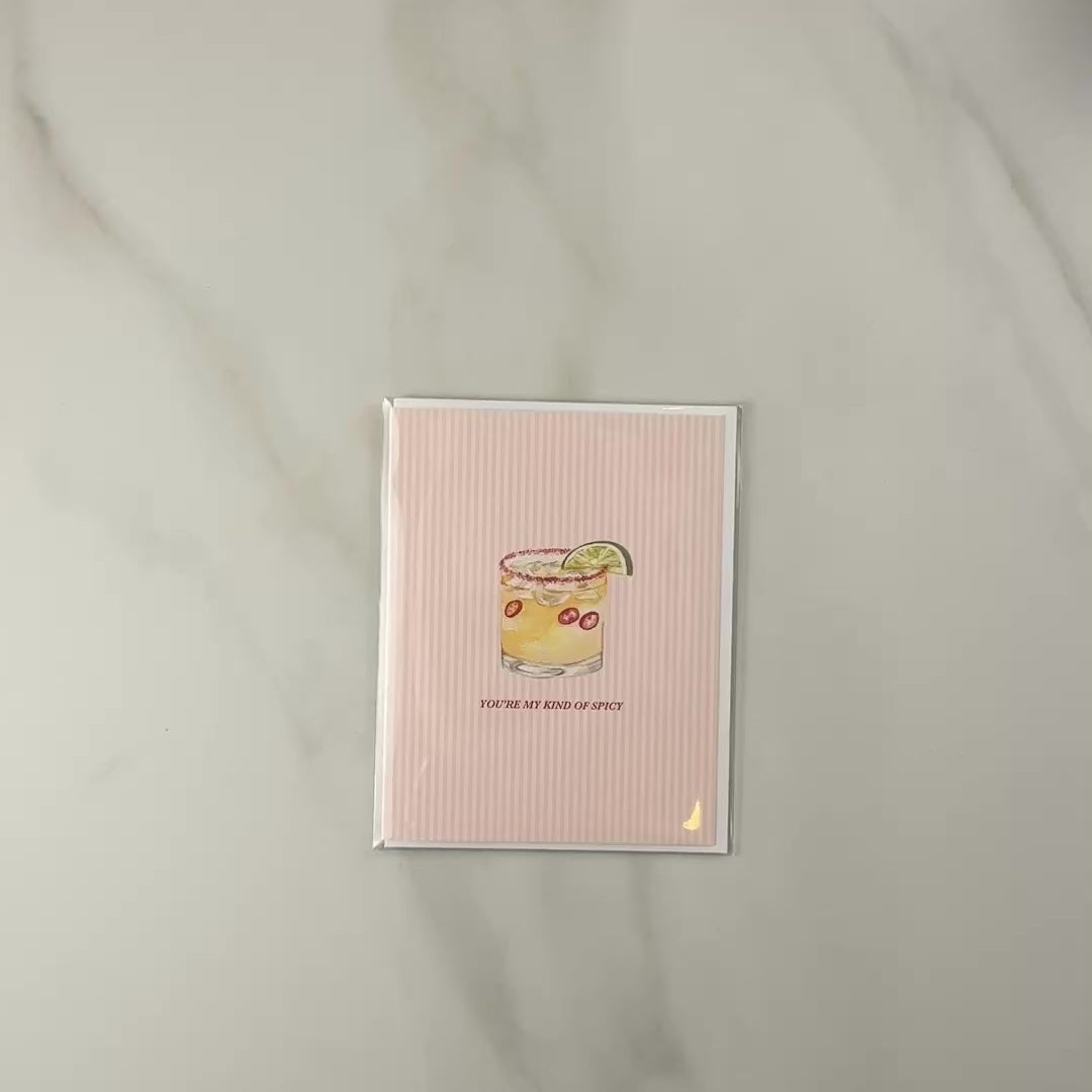 Load video: "You're My Kind of Spicy" Spicy Margarita Greeting Card