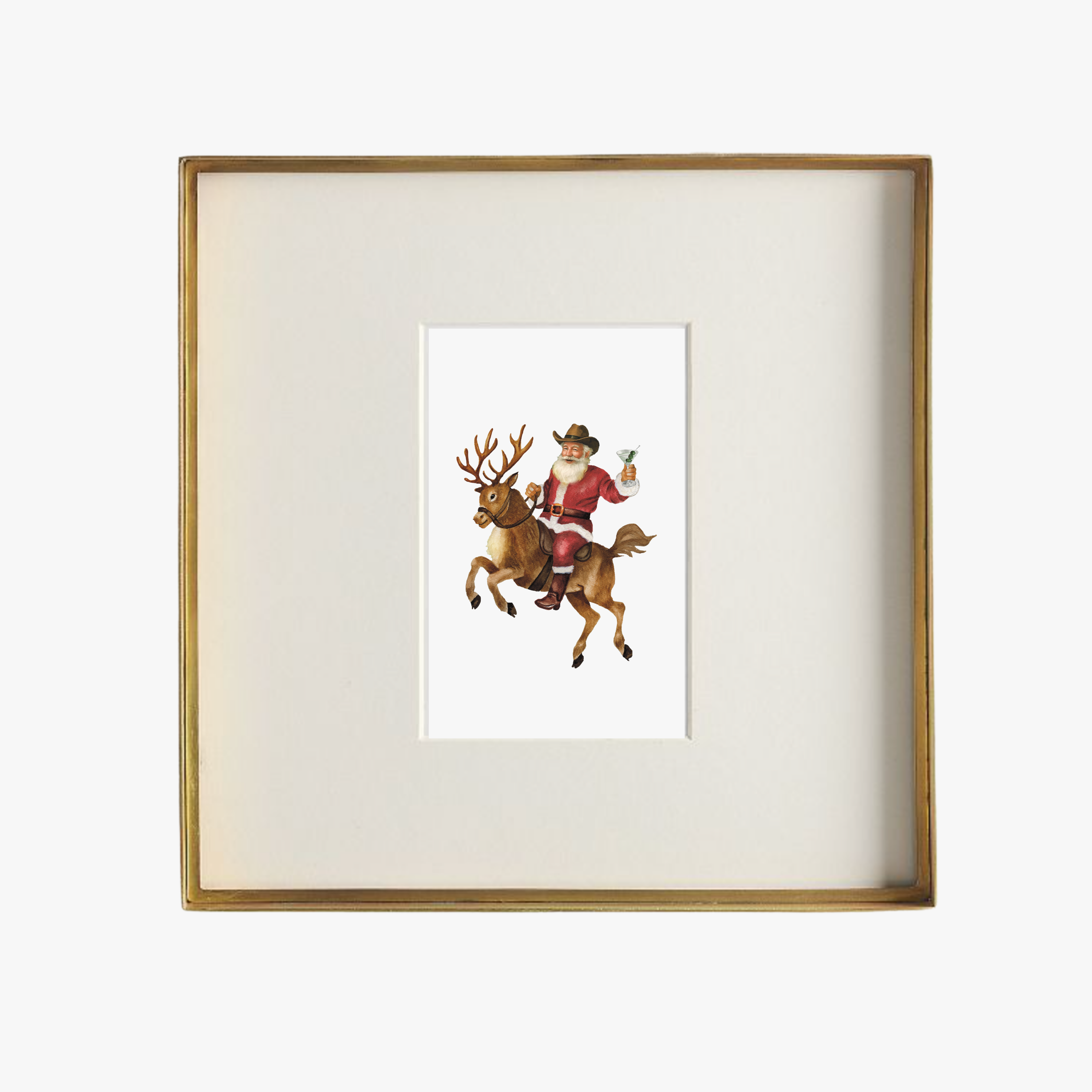 Cowboy Santa with Martini Art Print